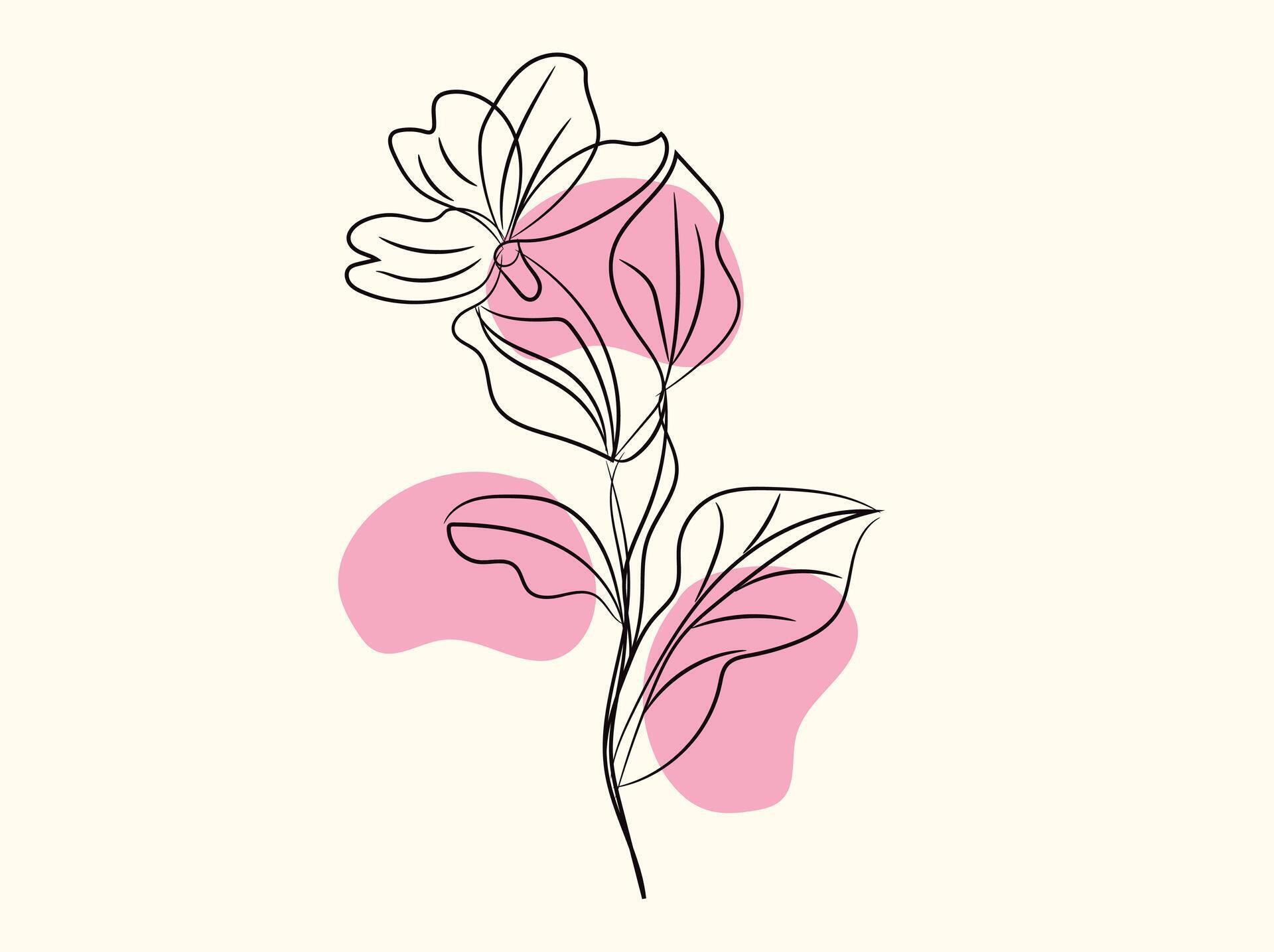 Hand drawn simple flower outline Stock Free