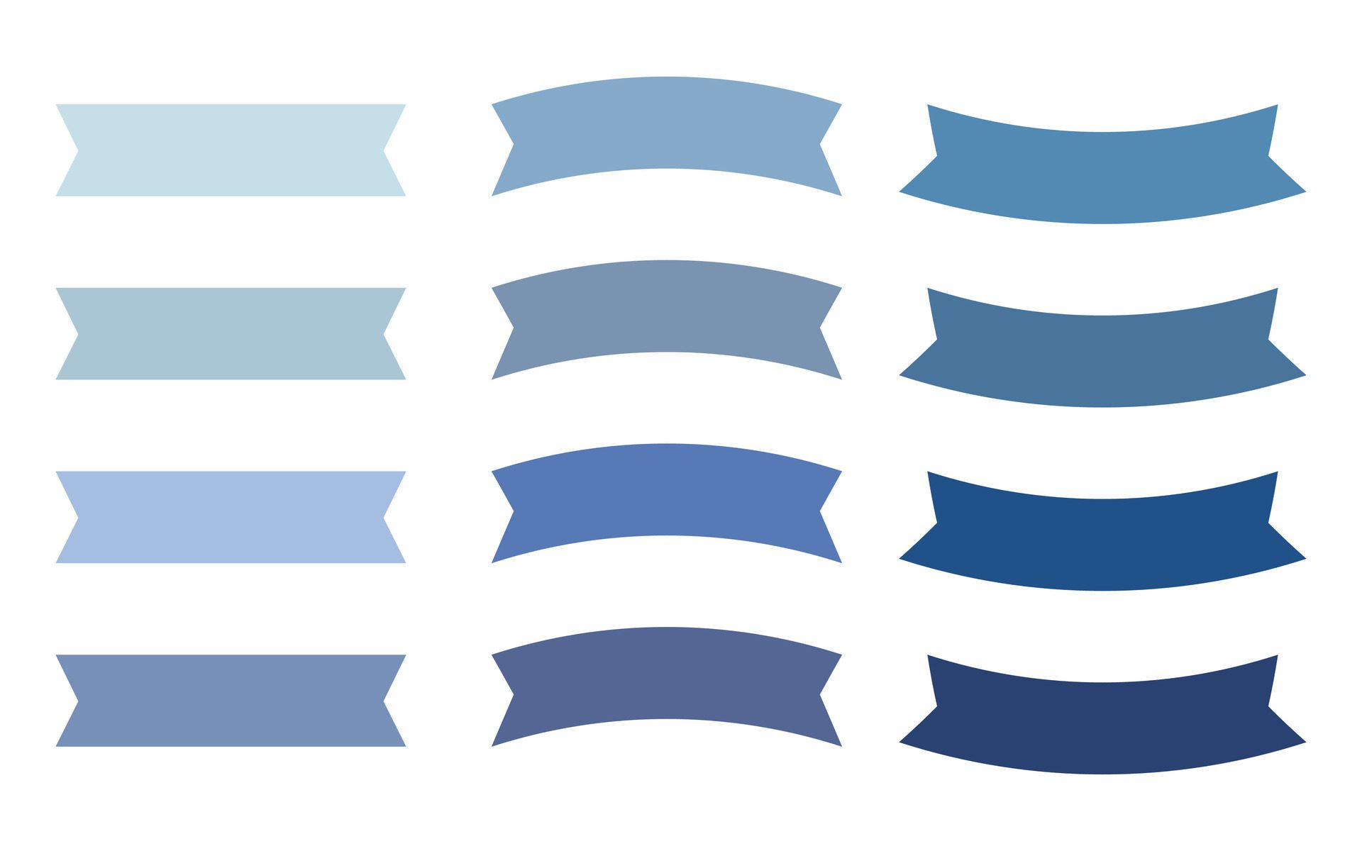 Set of modern simple banner ribbons. Decorative flag, tape for text, price tag, sale label, printable, planner, scrapbook, stickers, weekly days label. Free Vector