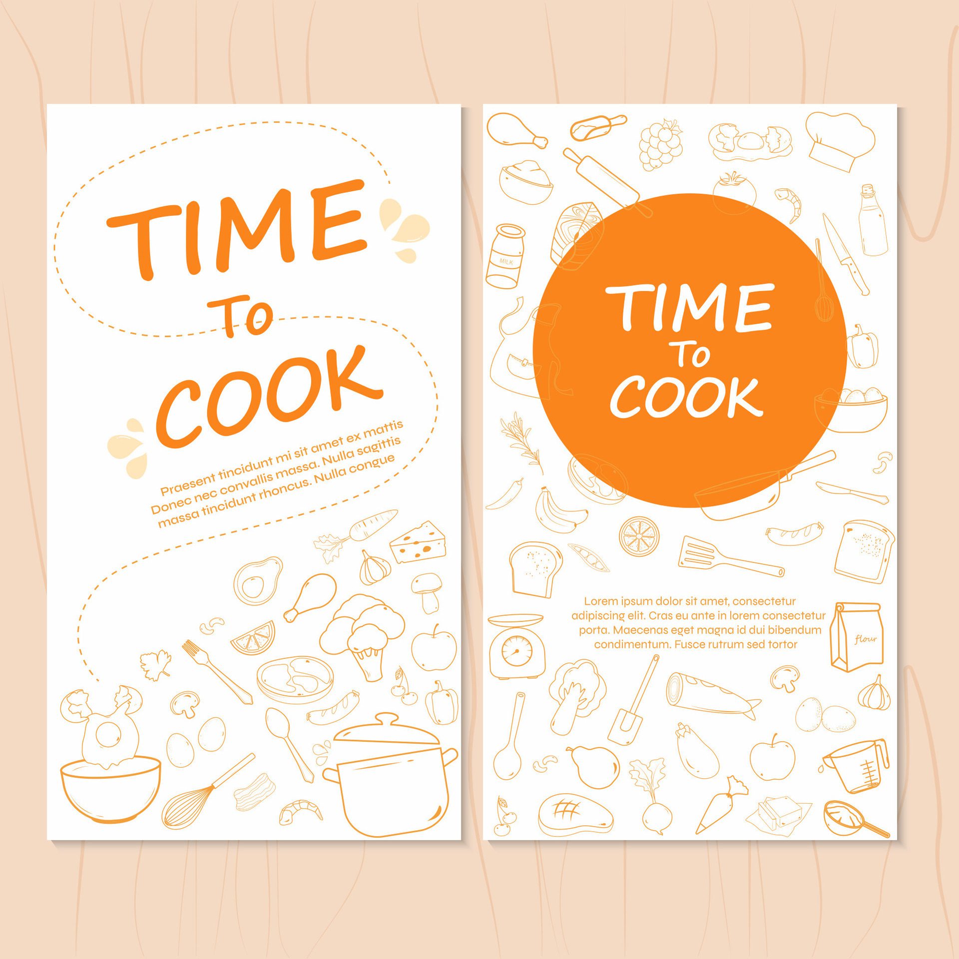 Set of food banner with food and utensils line icons Free Vector