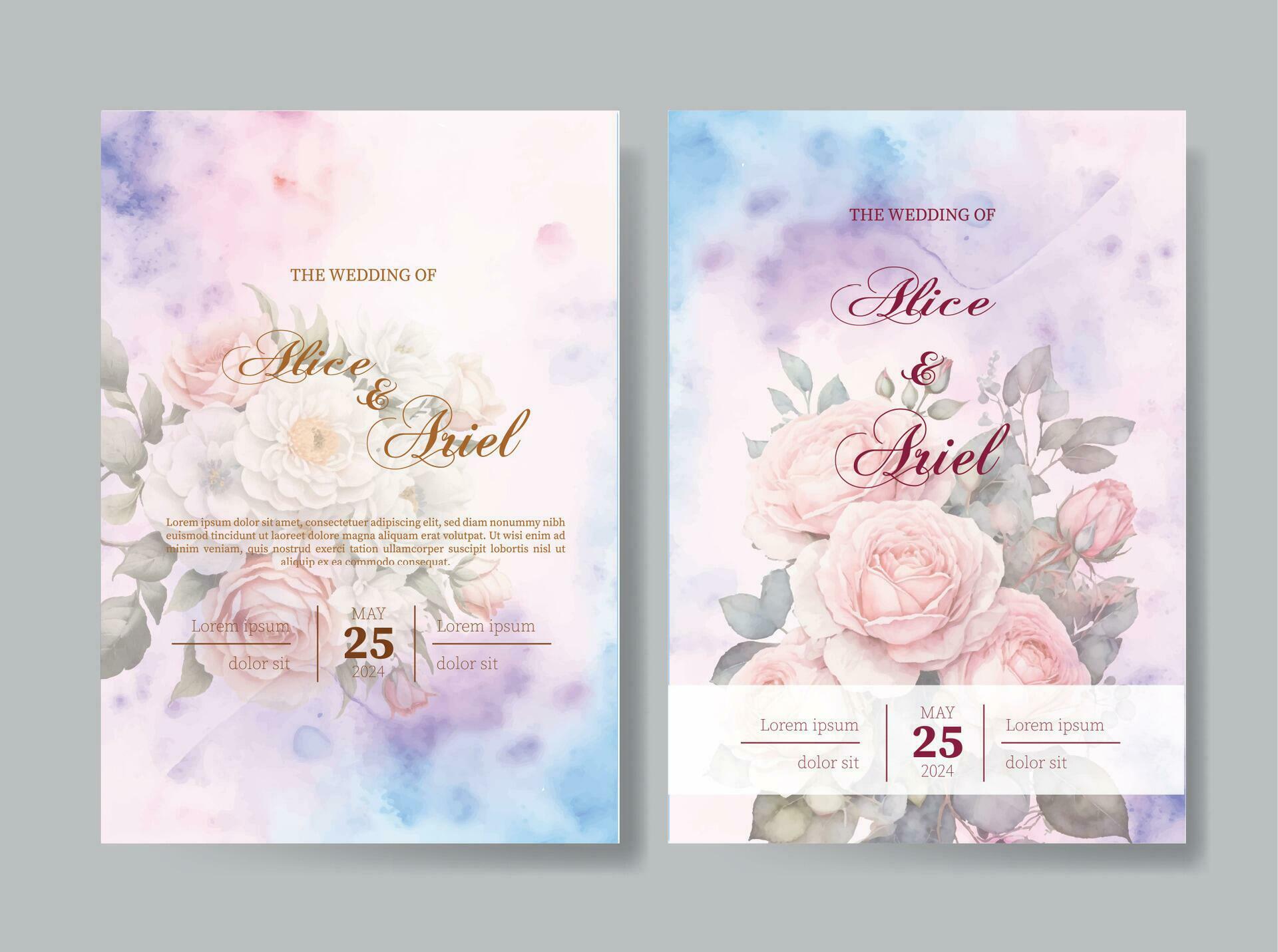 Set of card with flower rose, leaves. Wedding ornament concept. Floral poster, invite. Vector decorative greeting card or invitation design background Stock Free