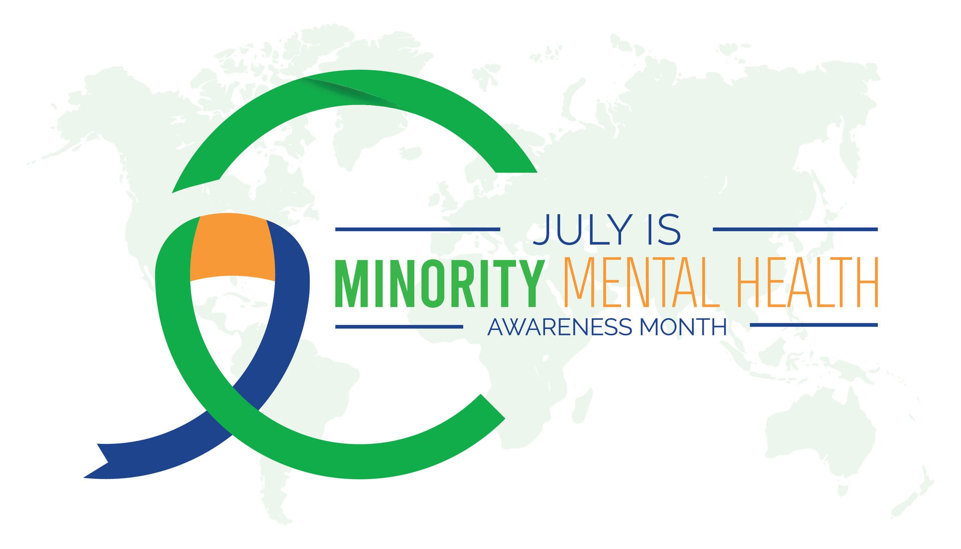 National Minority Mental Health Awareness Month observed every year in July. Template for background, banner, card, poster with text inscription. Free Vector