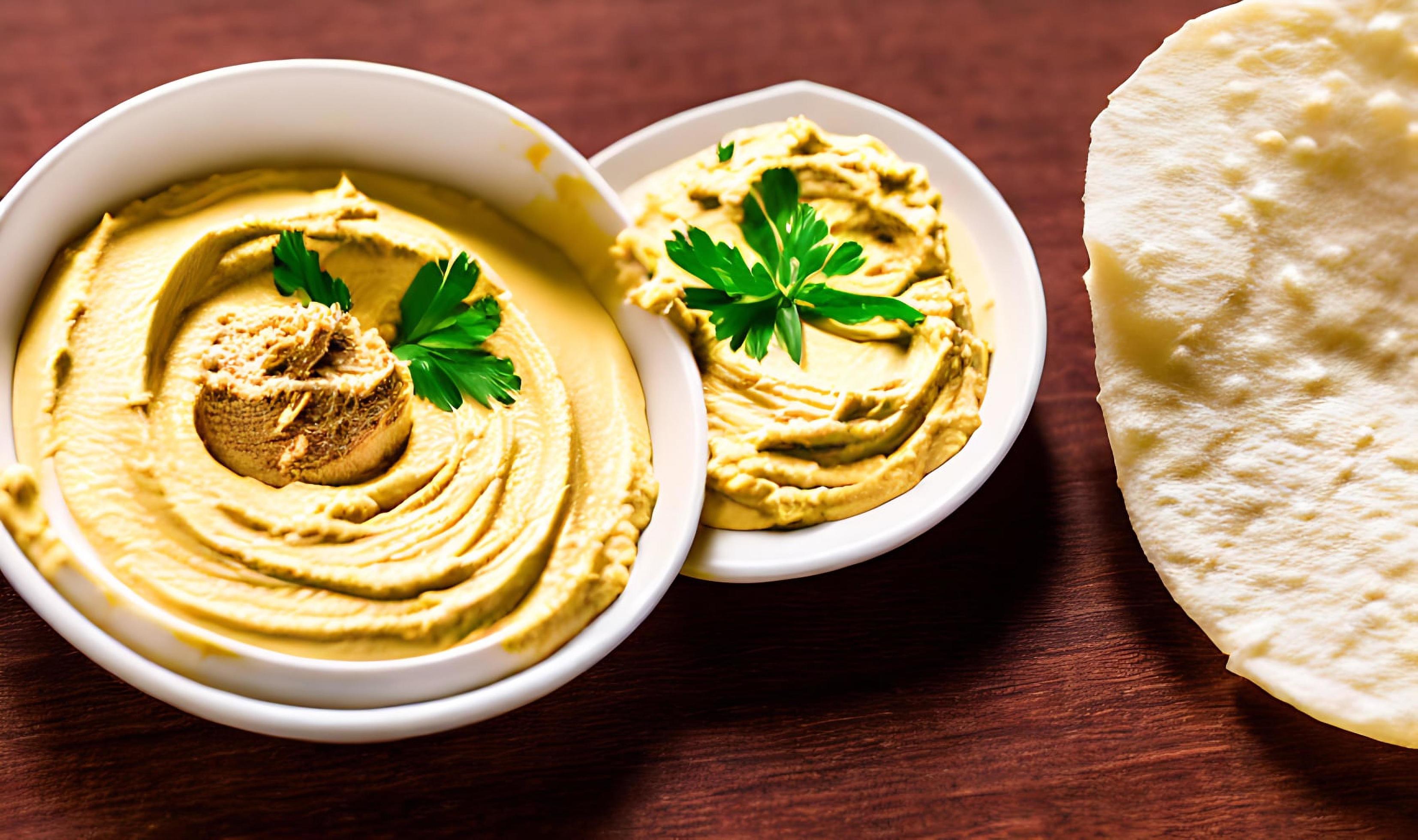 Healthy food. Traditional freshly made organic hummus. Stock Free