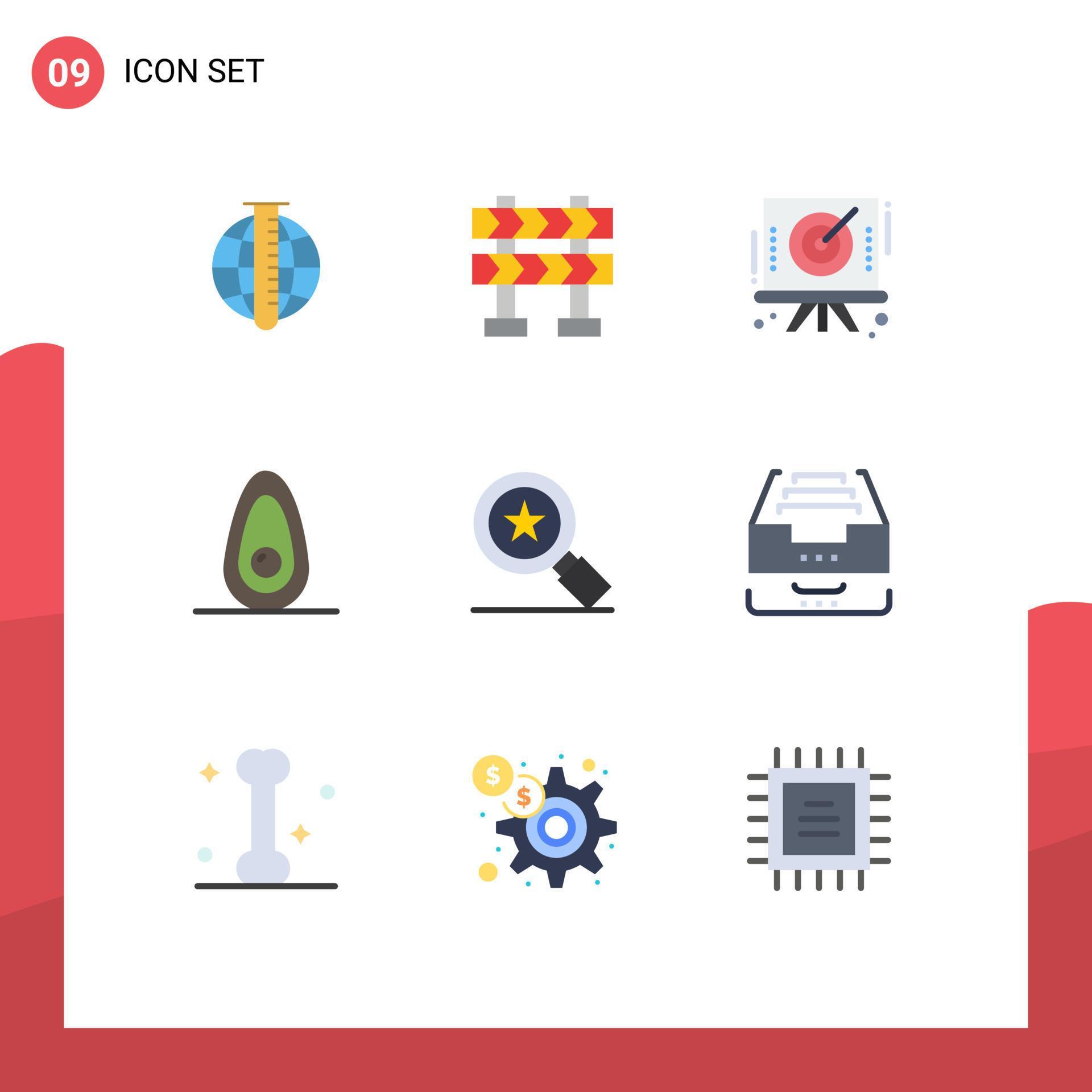 Universal Icon Symbols Group of 9 Modern Flat Colors of badge achievements arrow fruit avocado Editable Vector Design Elements Stock Free