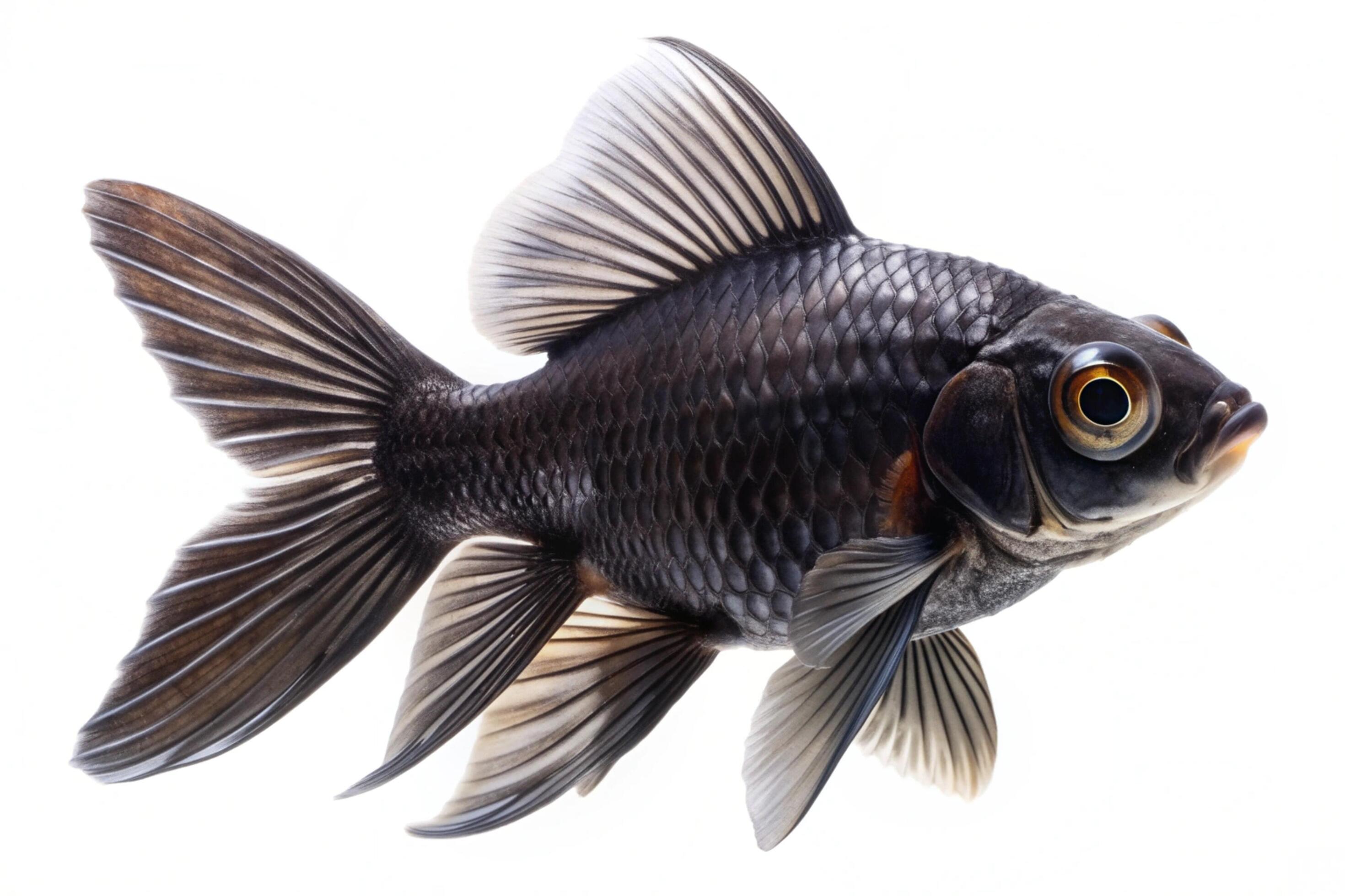 Black ornamental fish isolated on white background Stock Free