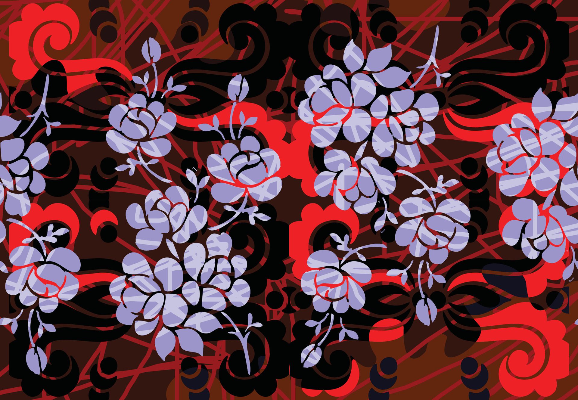 Indonesian batik motifs with very distinctive plant patterns Free Vector