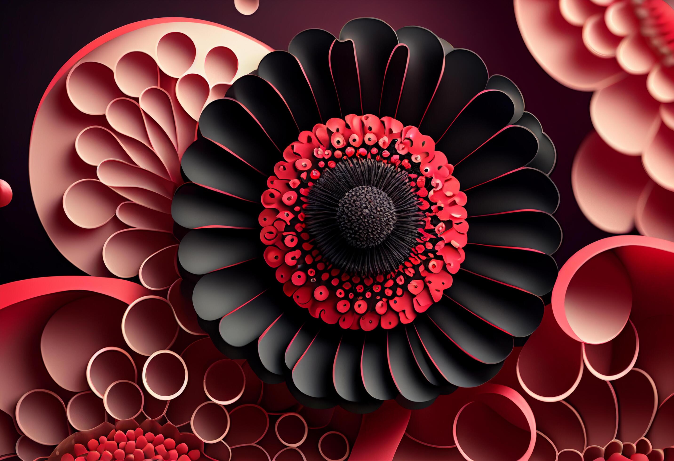 Red flowers 3d illustration Stock Free