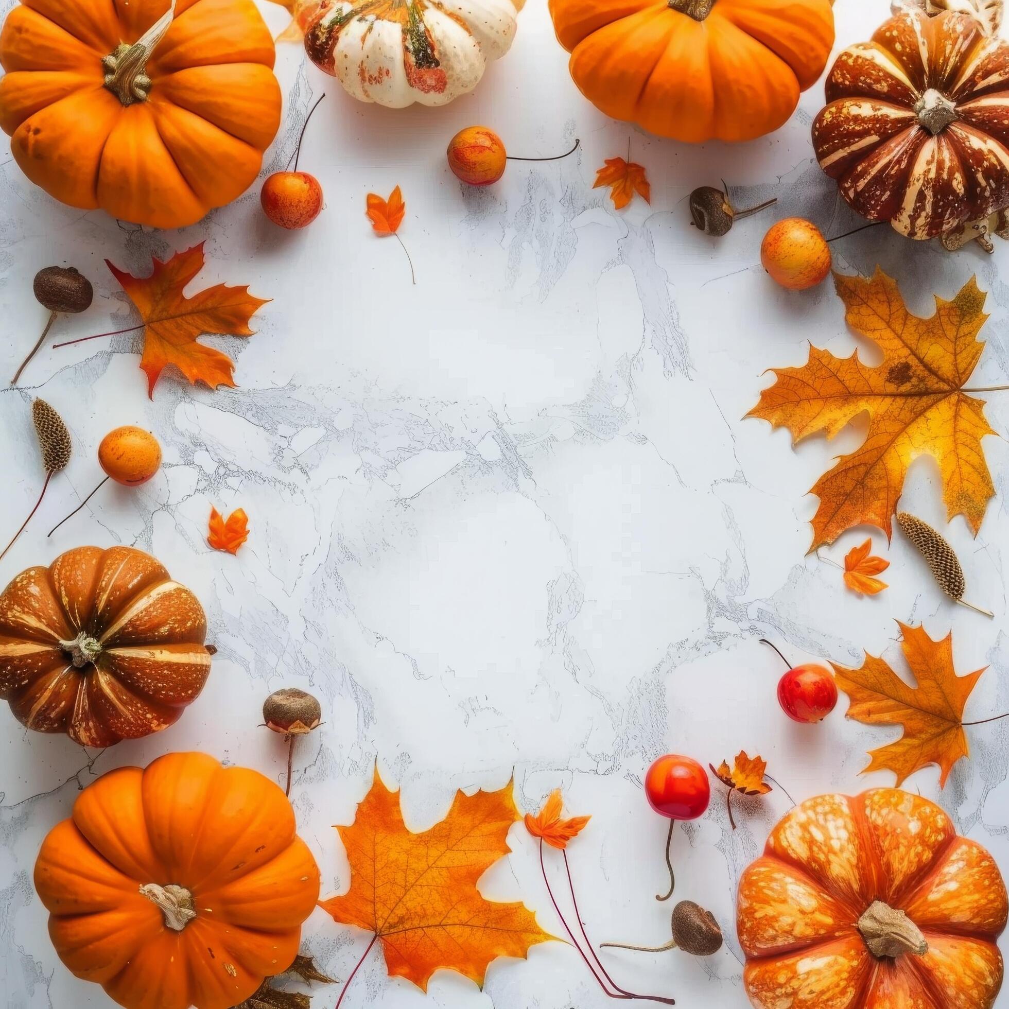 Autumn Pumpkin Frame Background Stock Free