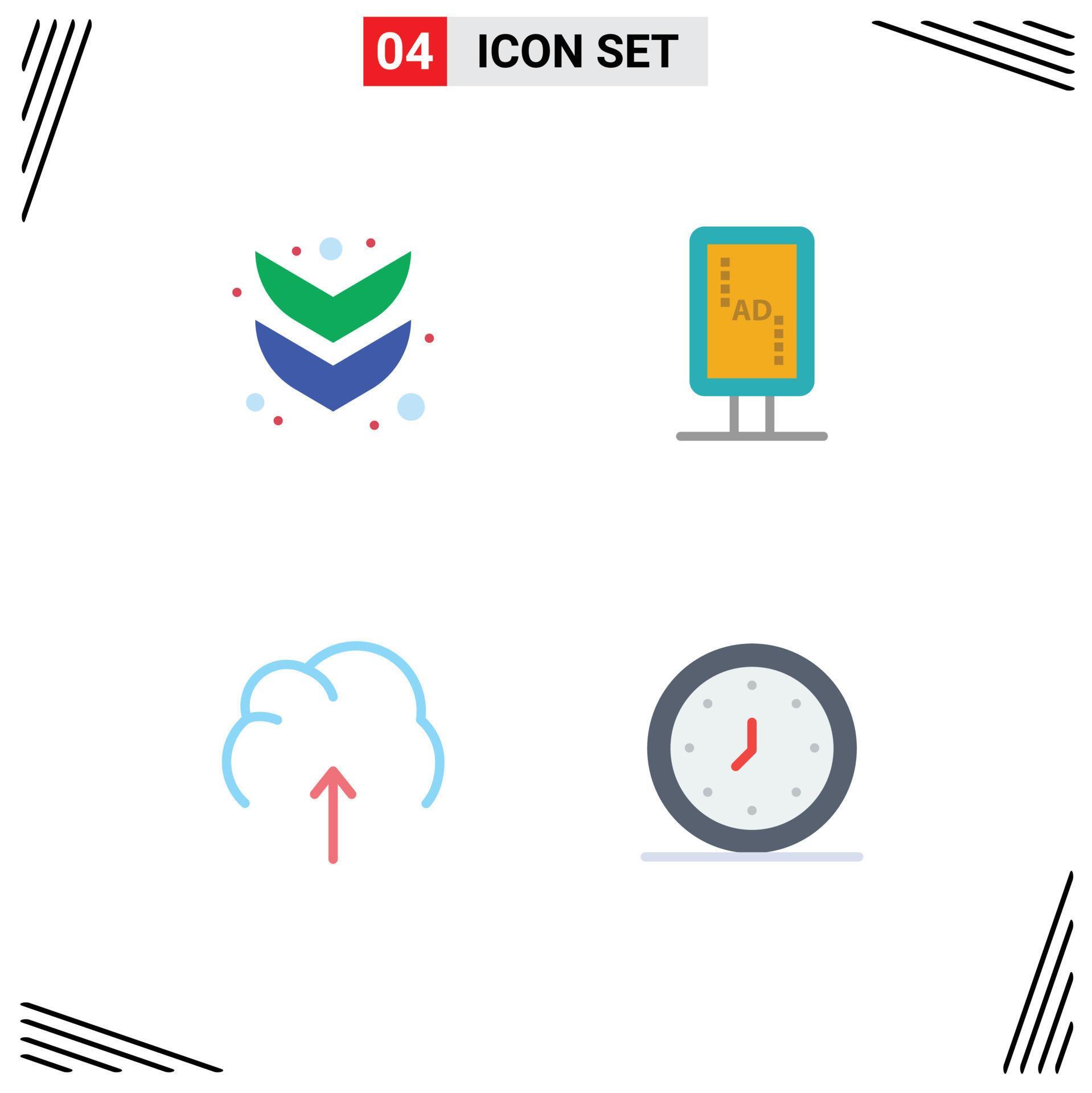 Set of 4 Modern UI Icons Symbols Signs for arrow multimedia board banner board storage Editable Vector Design Elements Stock Free