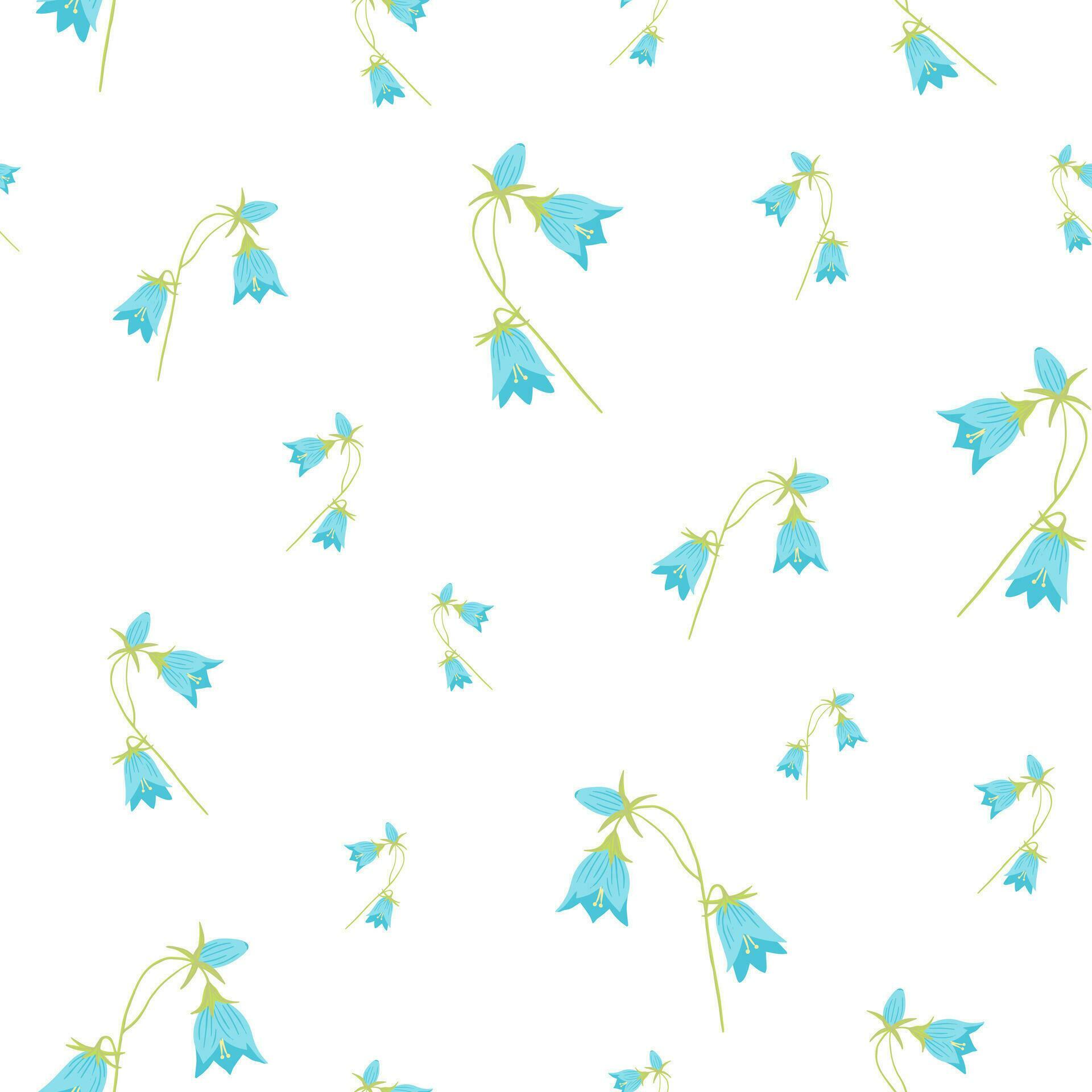 Bluebell, bellflower, tiny genuine flowers vector seamless pattern for International Womens Day, March 8th, floral background, wallpaper, paper wrapping Stock Free