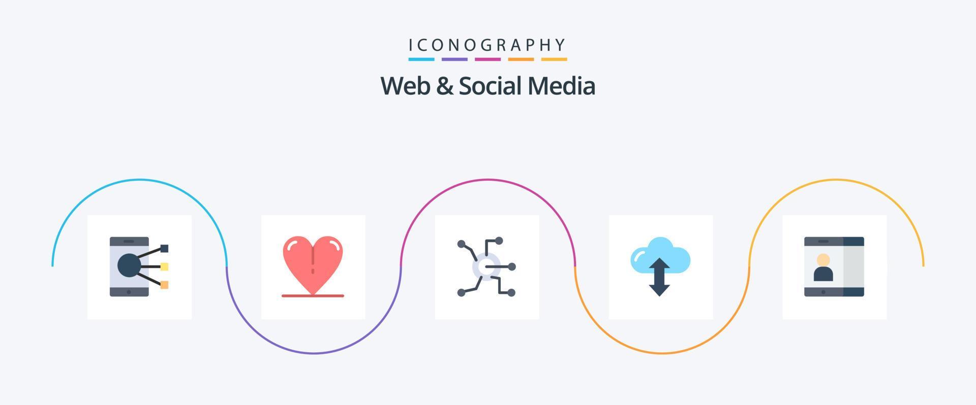 Web And Social Media Flat 5 Icon Pack Including mobile. up. data. arrow. connect Stock Free