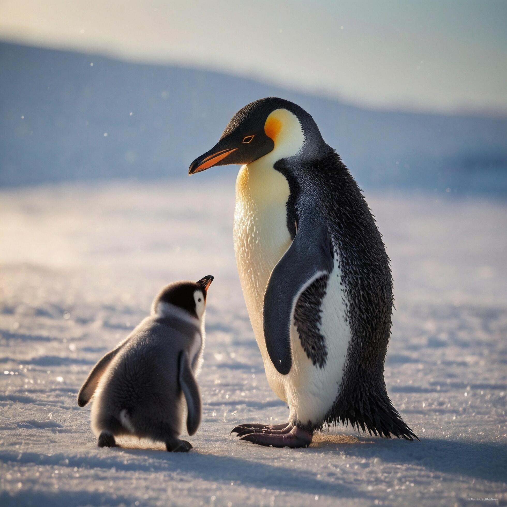 Cute Cold Penguin Family Stock Free