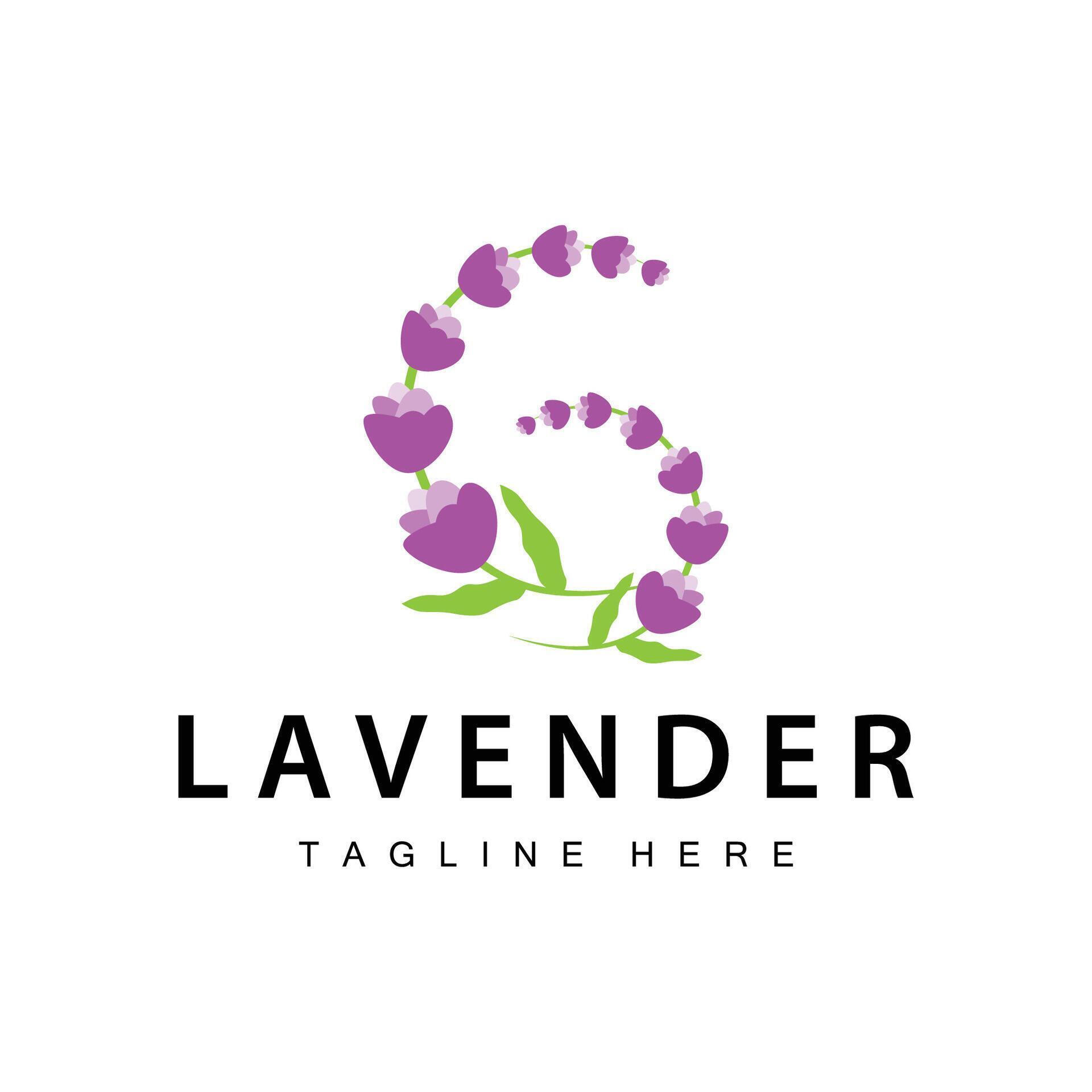 Lavender logo simple design vector cosmetic plant purple color and aromatherapy lavender flower garden template Stock Free