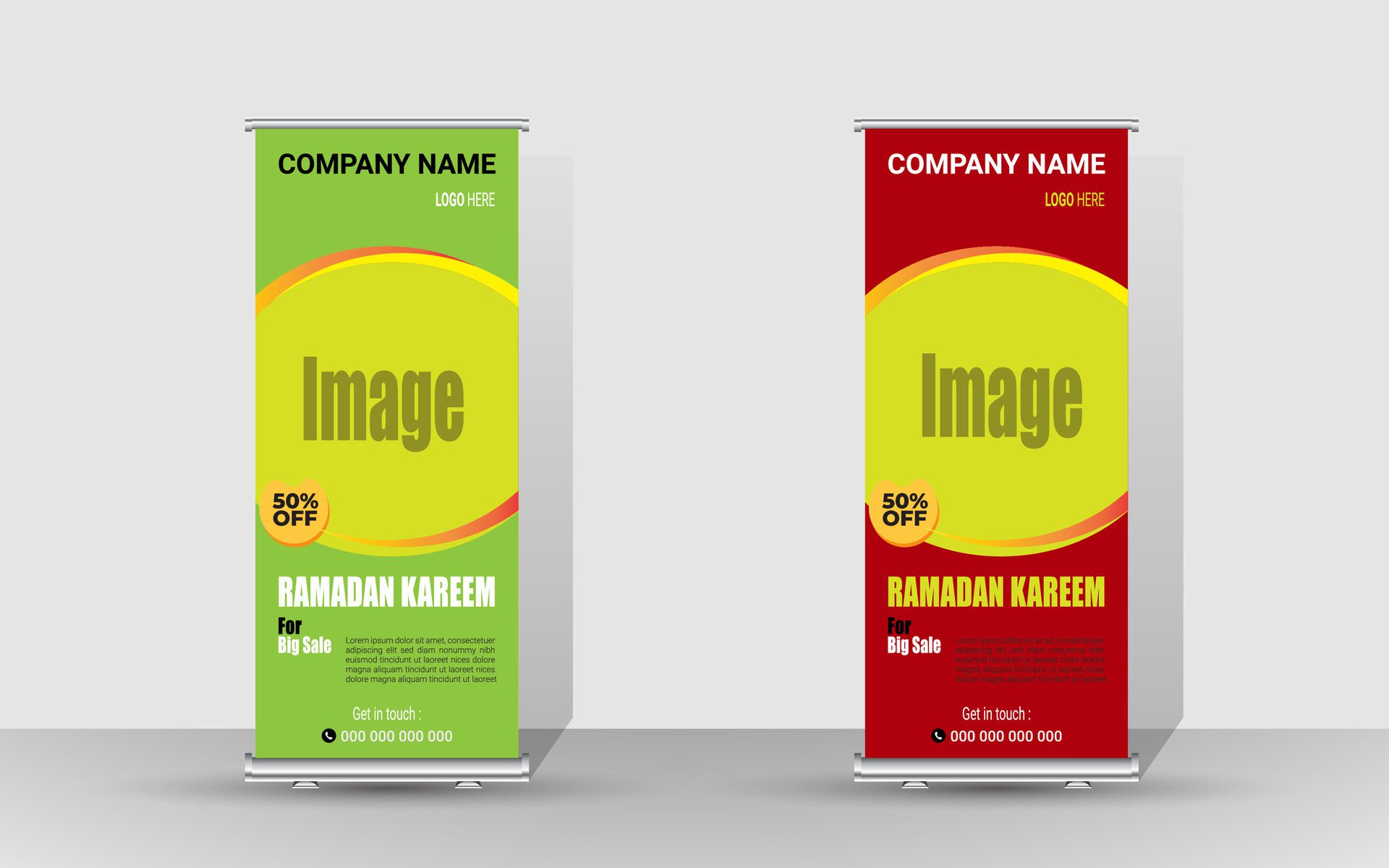 Roll up banner with a happy Ramadan design. unique meal banner for Ramadan. Rollup template for food menus. Free Vector