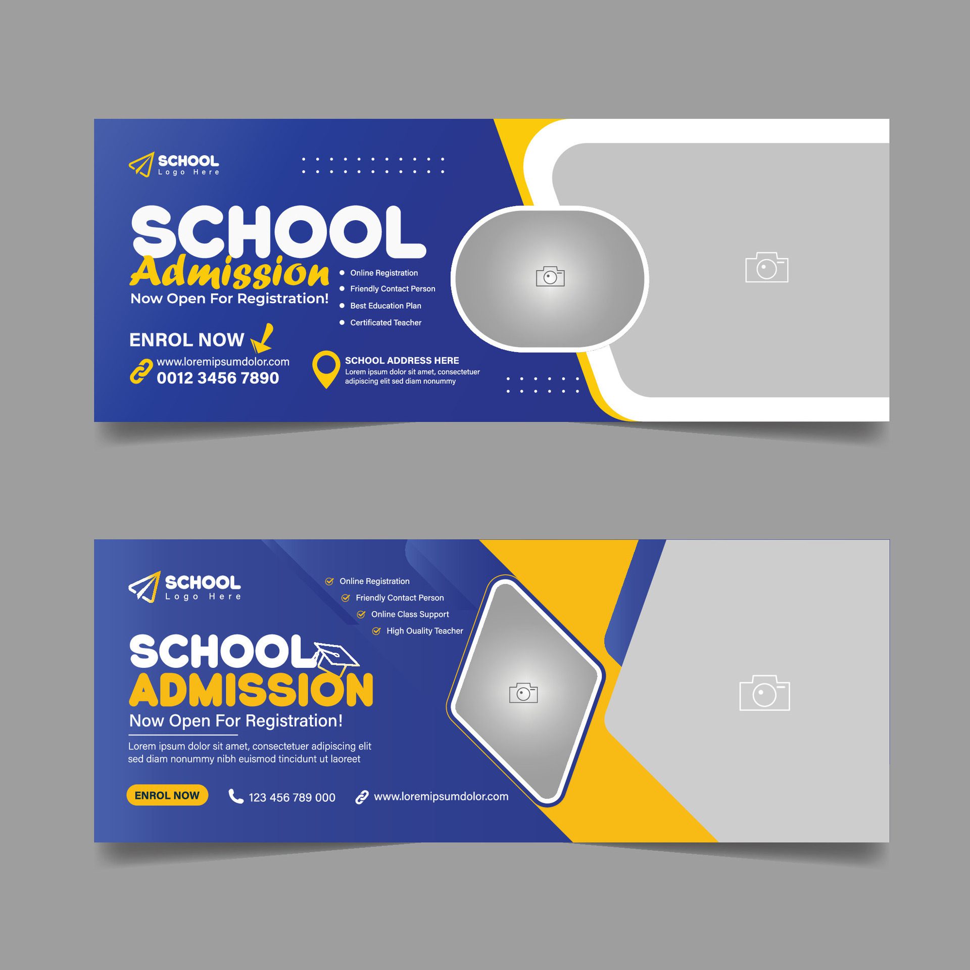 Back to school admission social media cover design and higher education banner template Free Vector