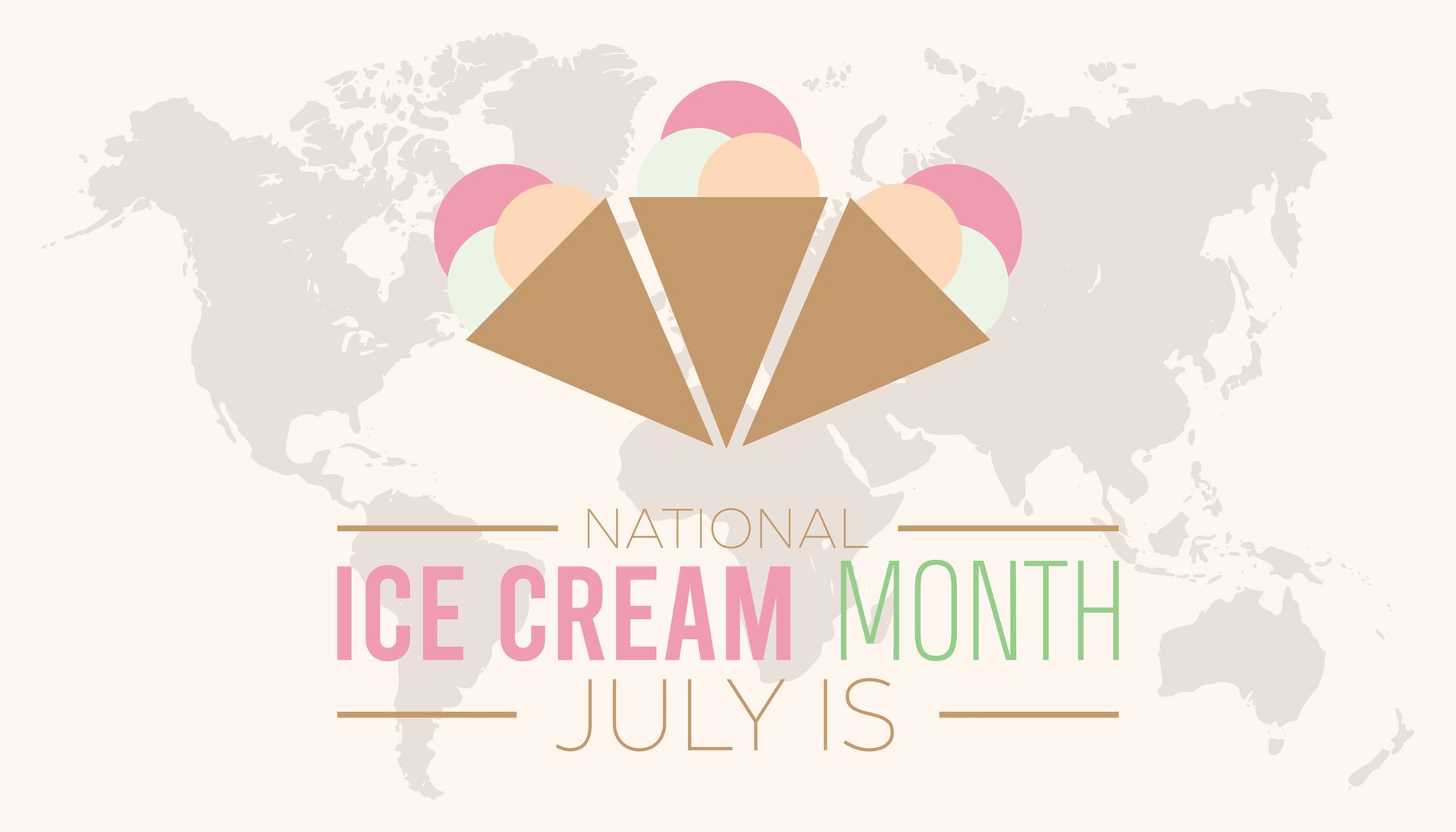 National Ice Cream Month observed every year in July. Template for background, banner, card, poster with text inscription. Free Vector