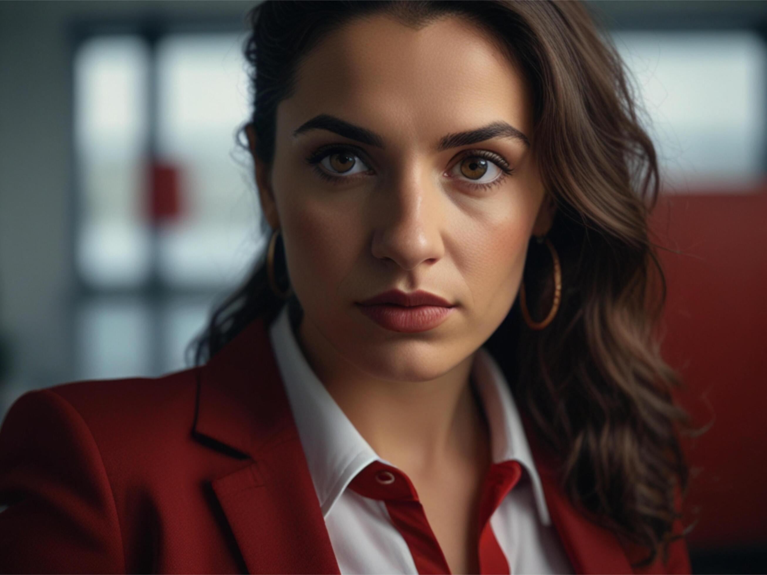 Beautiful Business woman in Red Suit Stock Free