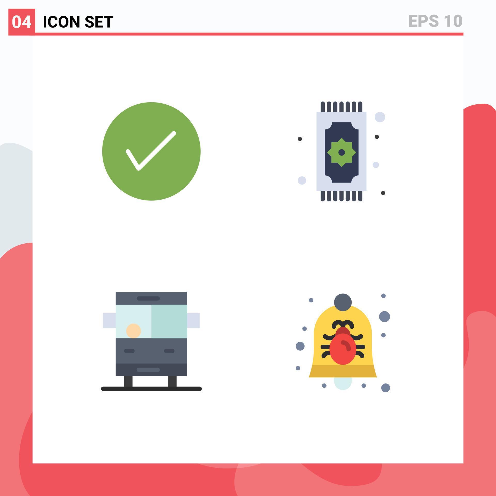 Pack of 4 creative Flat Icons of arrow eid okay pray education Editable Vector Design Elements Stock Free