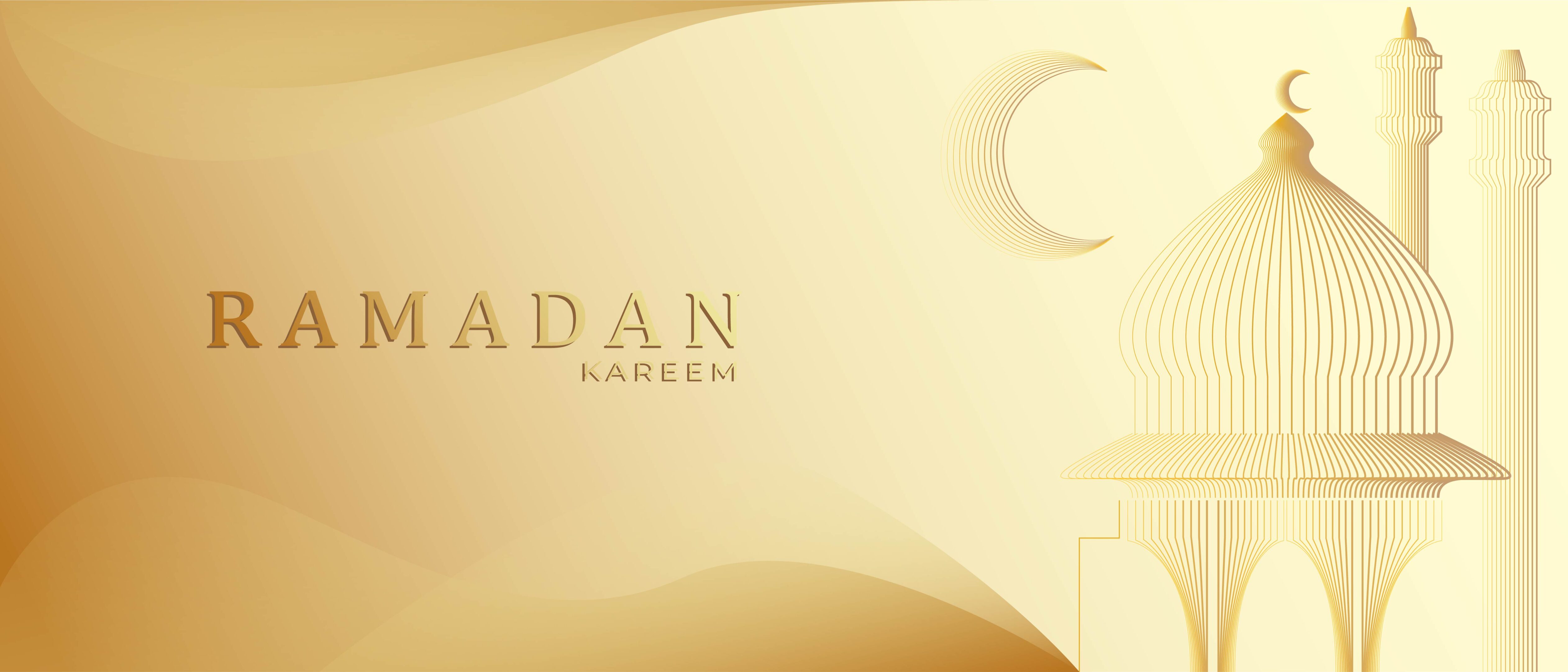 Golden Ramadan kareem background with space for banner design Free Vector