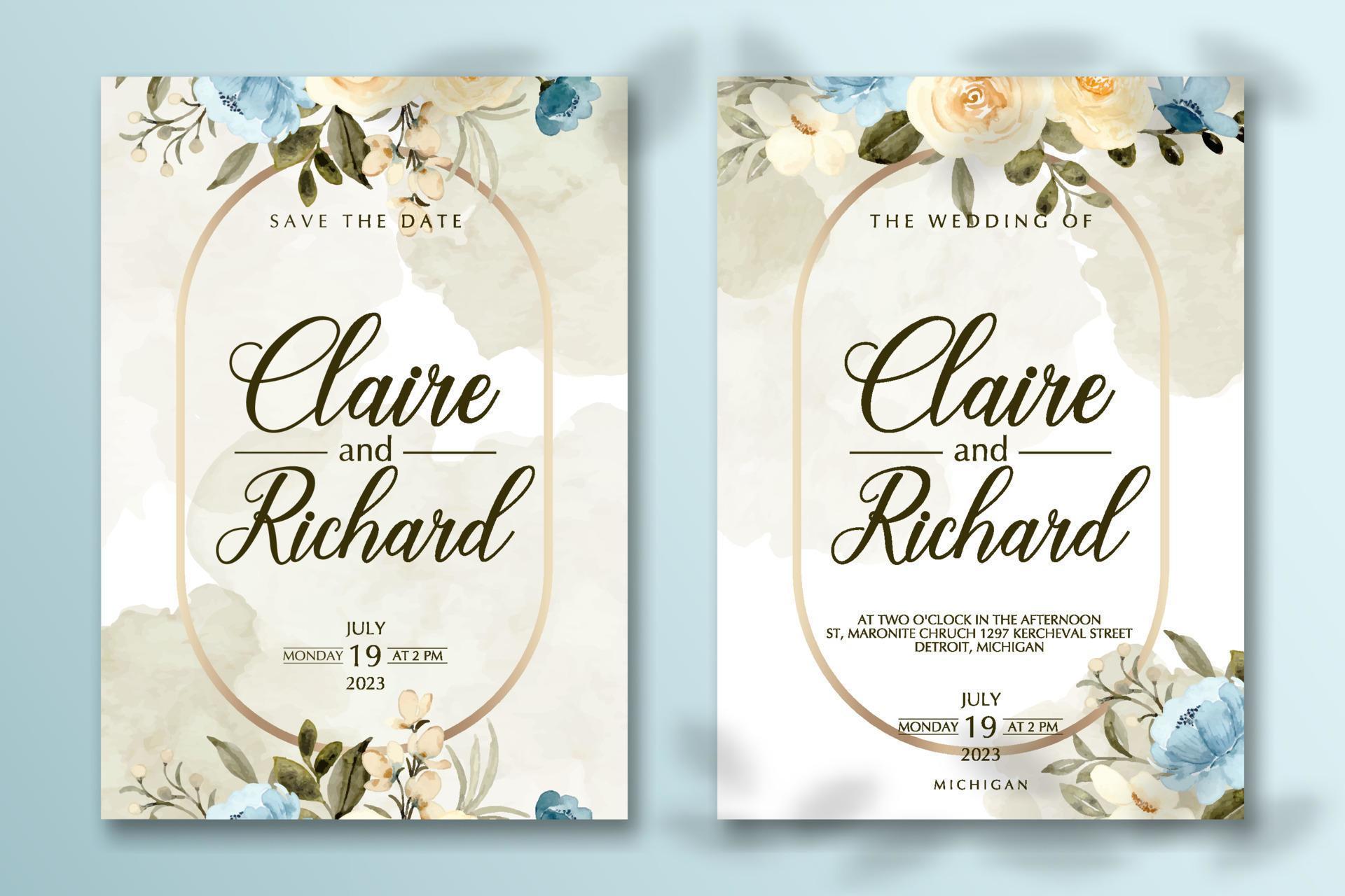 Premium vector Wedding invitation template with flower Stock Free