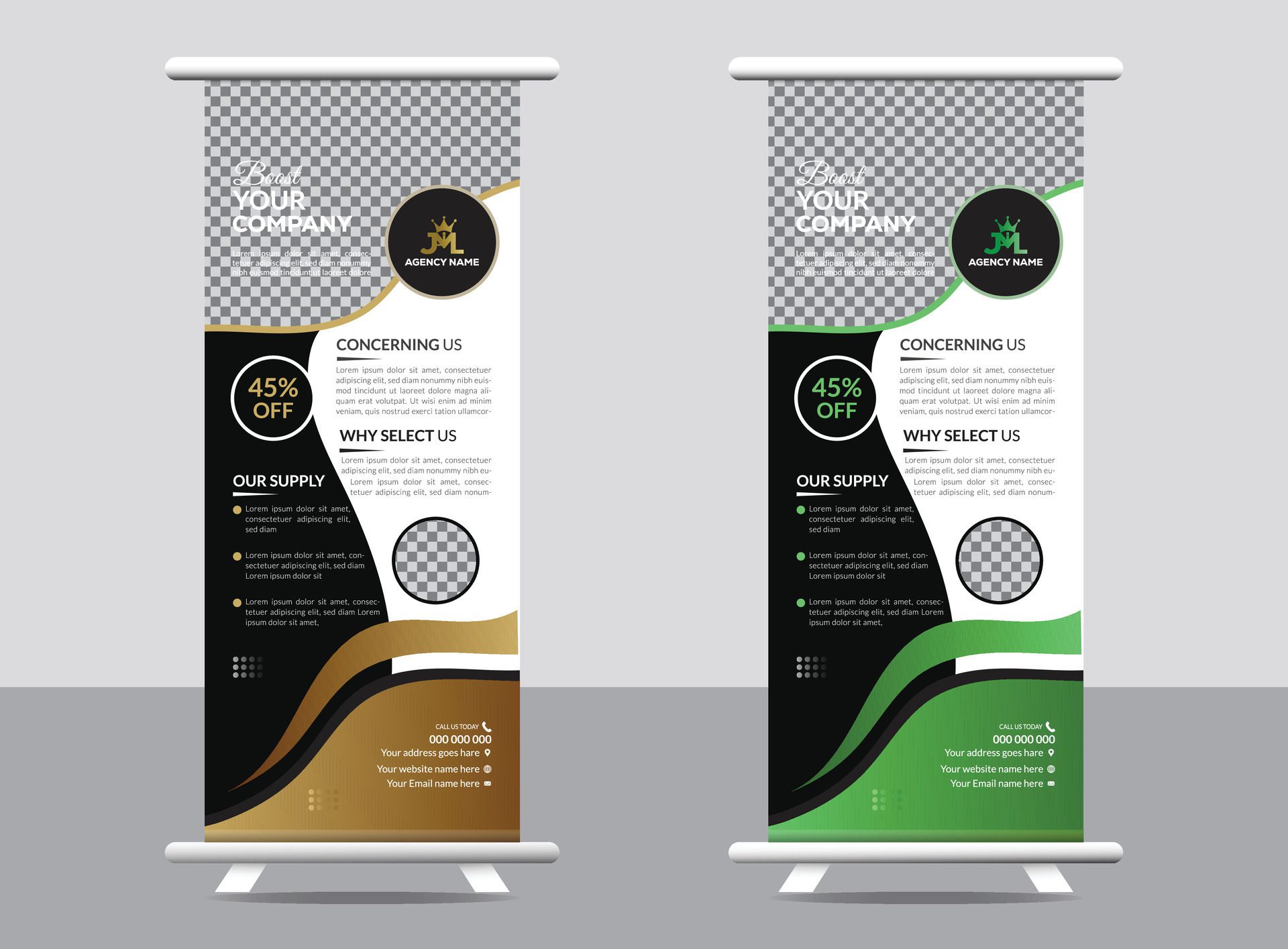 Roll-up banner stand template Free Vector