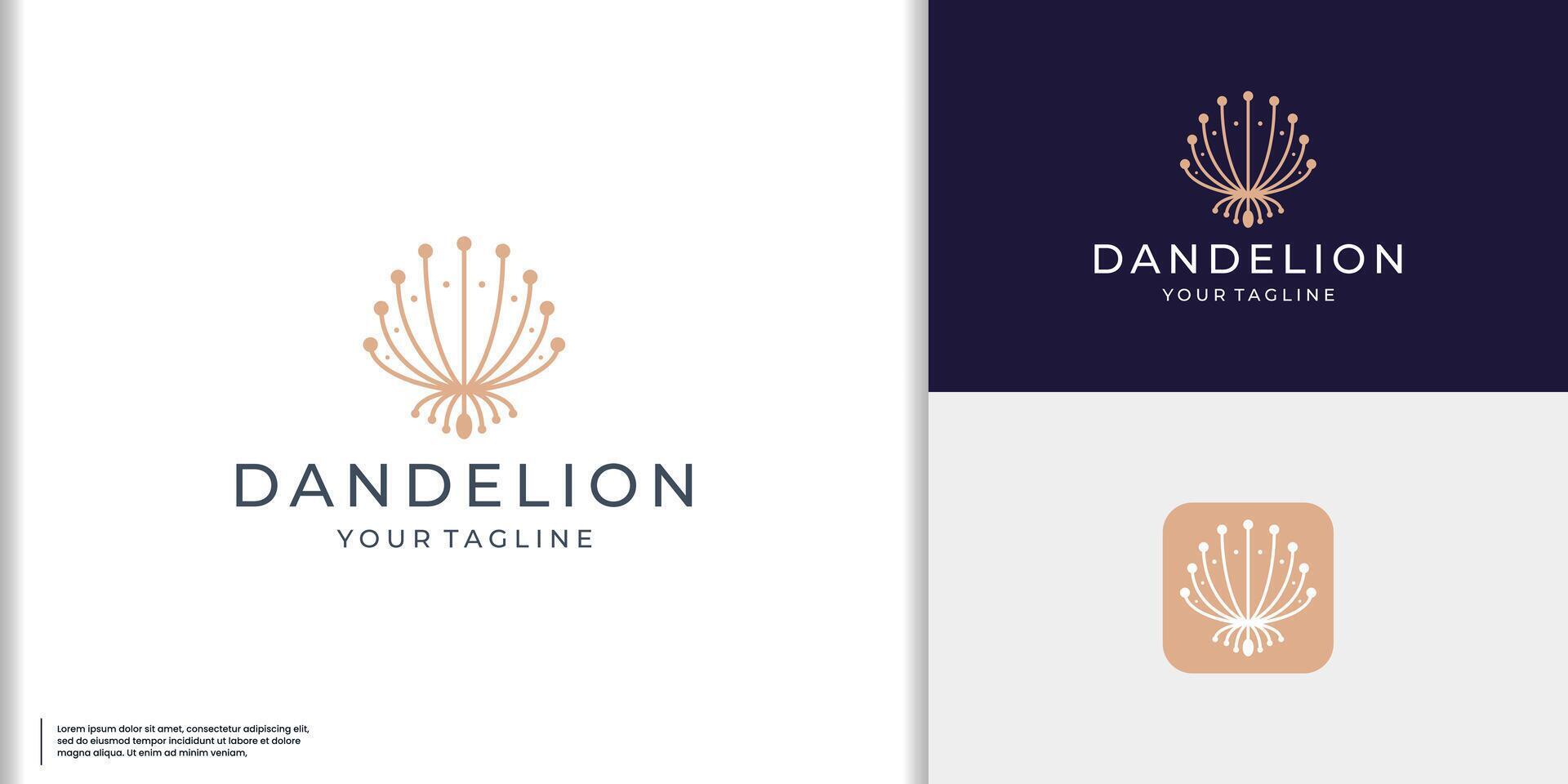 minimalist line dandelion flower logo on circle shape design template. Stock Free