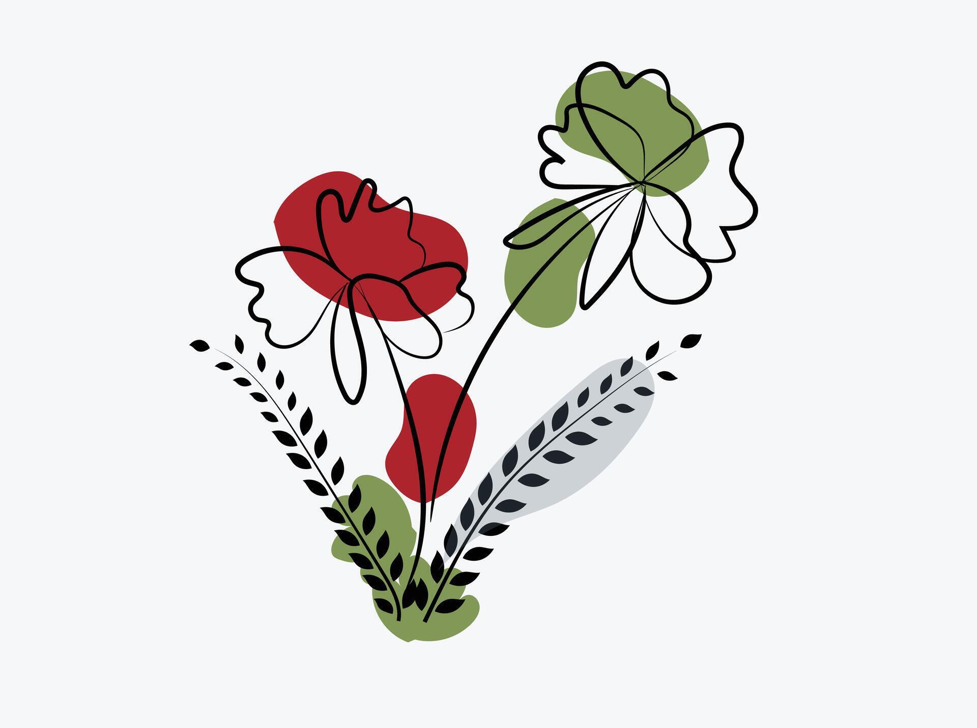 Hand drawn flat design simple flower outline Stock Free