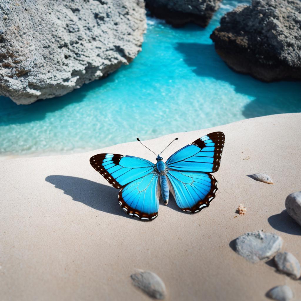 Beautiful blue butterfly with by @ai_generated