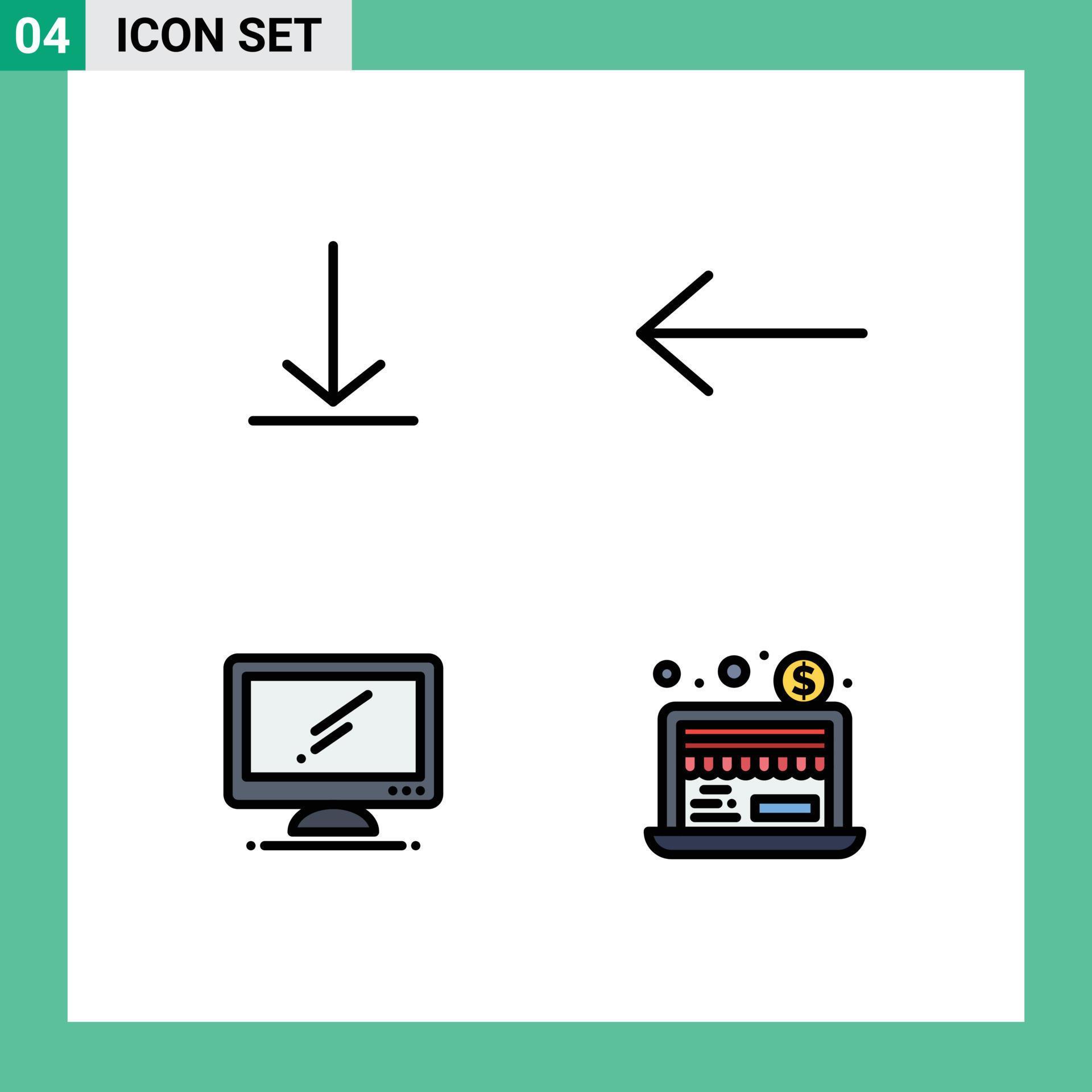 Group of 4 Filledline Flat Colors Signs and Symbols for download pc arrow monitor online Editable Vector Design Elements Stock Free