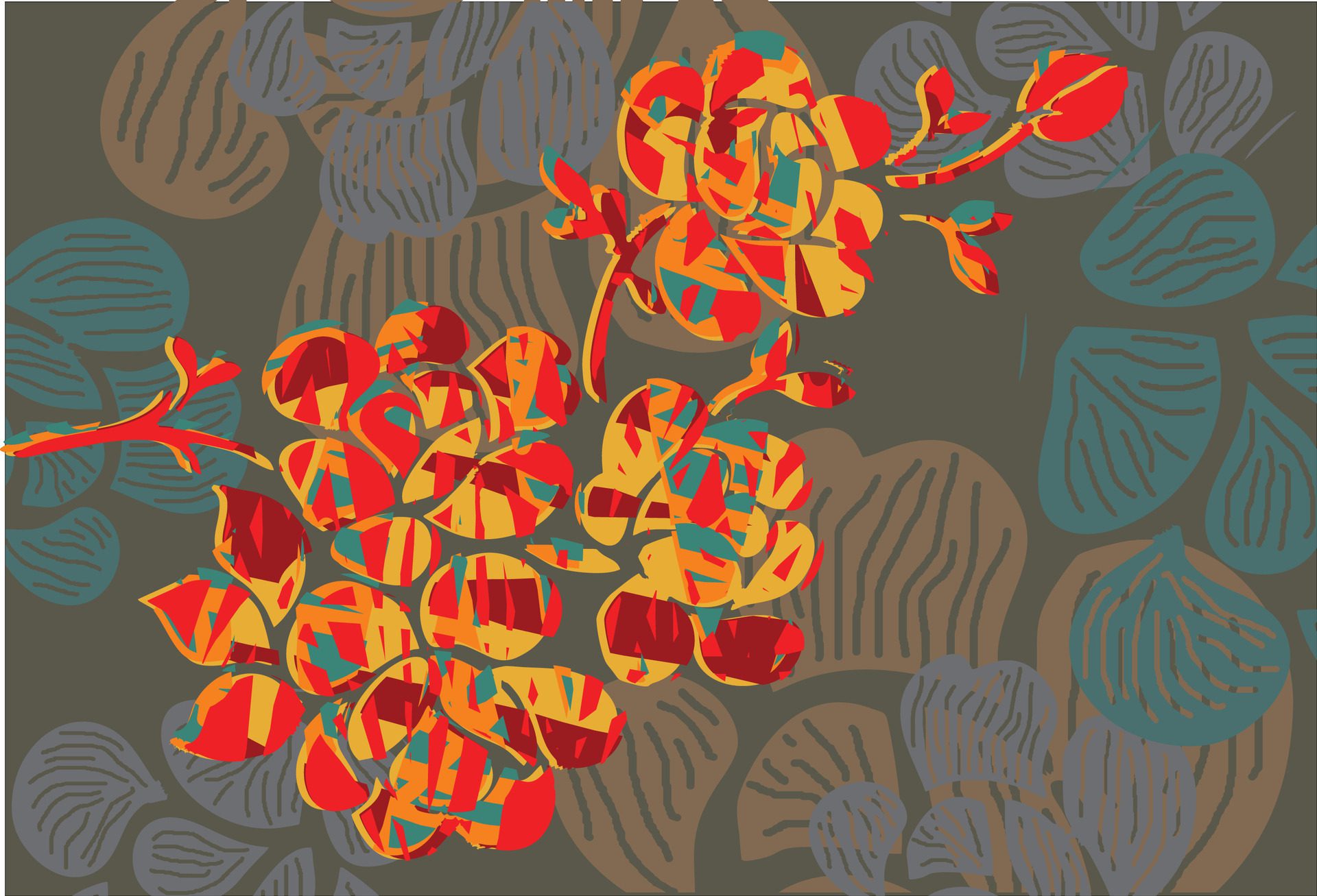 Indonesian batik motifs with very distinctive plant patterns Free Vector