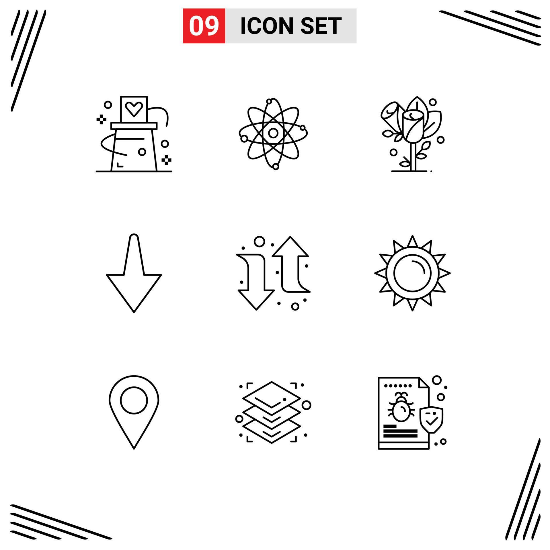 9 Creative Icons Modern Signs and Symbols of right arrow laboratory down wedding Editable Vector Design Elements Stock Free