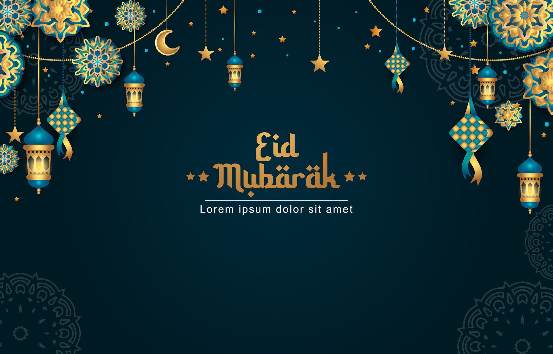 elegant eid mubarak islamic banner design Free Vector