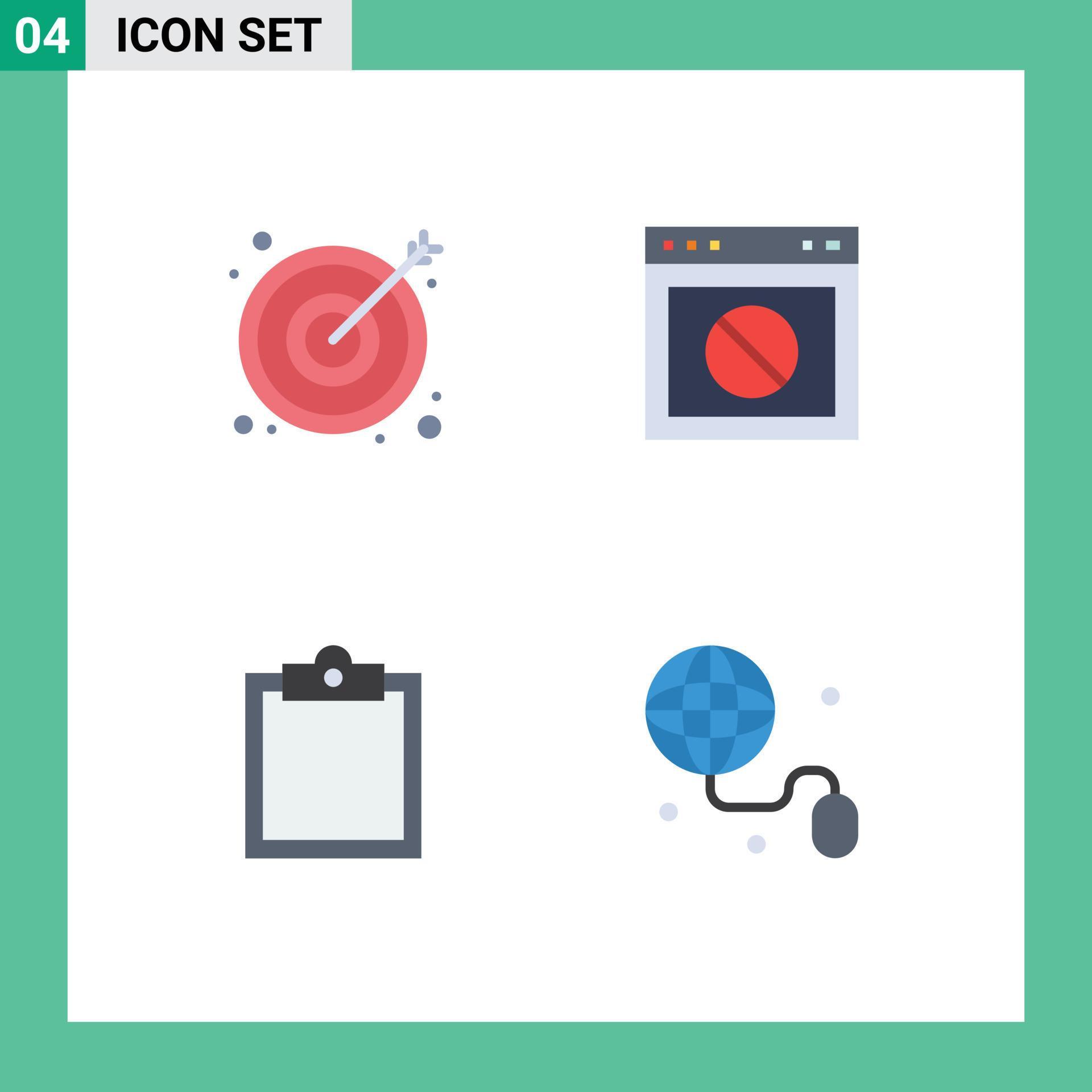 4 Universal Flat Icons Set for Web and Mobile Applications arrow clipboard app web education Editable Vector Design Elements Stock Free