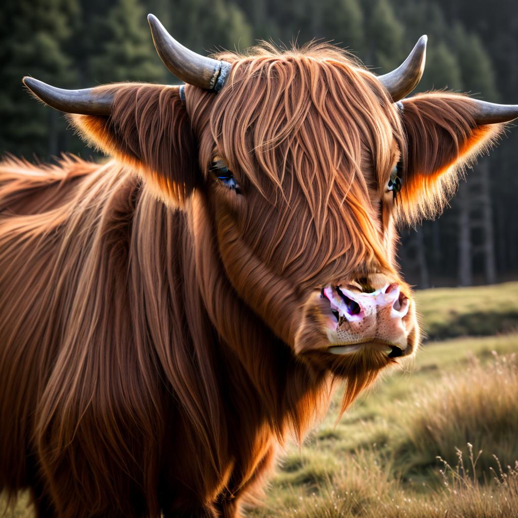 Highland cow calf Hyperrealism,Realistic by @ai_generated