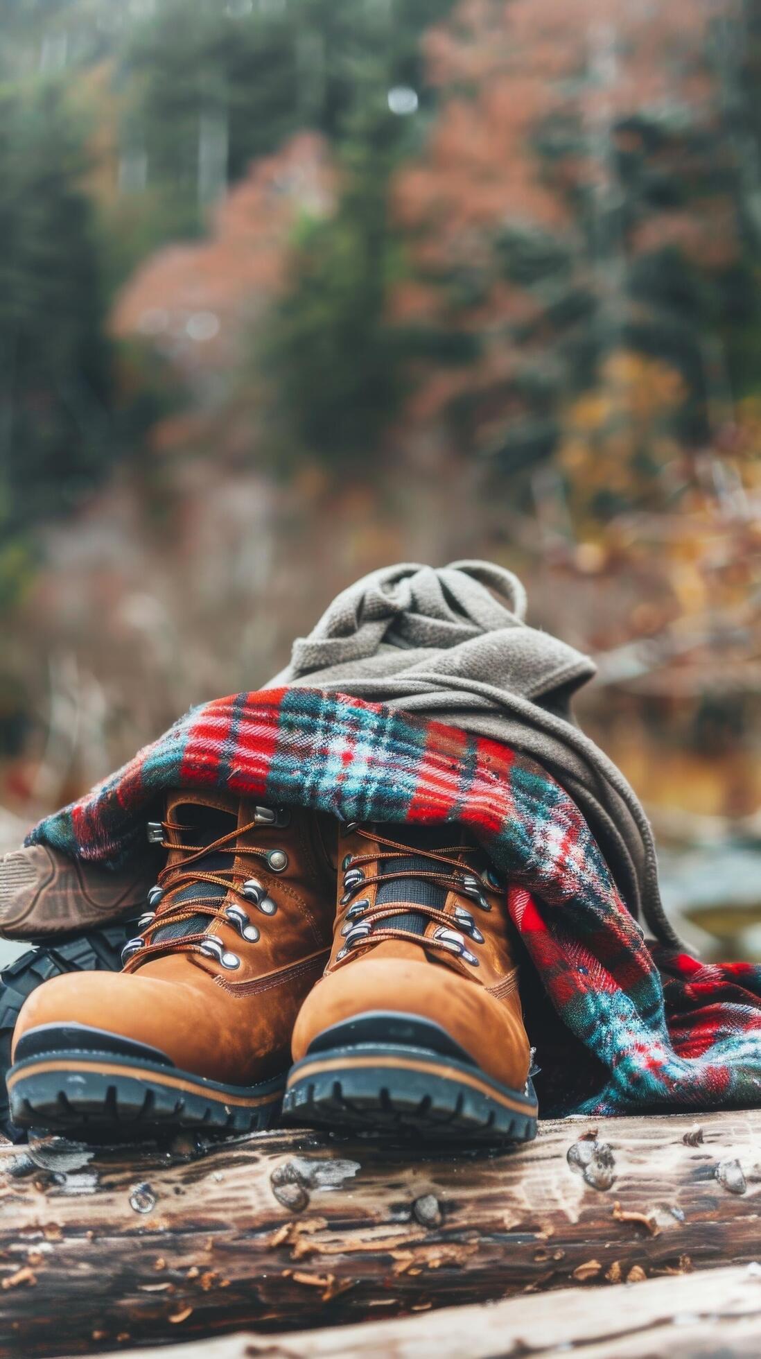 Hiking Boots and Cozy Blanket Stock Free