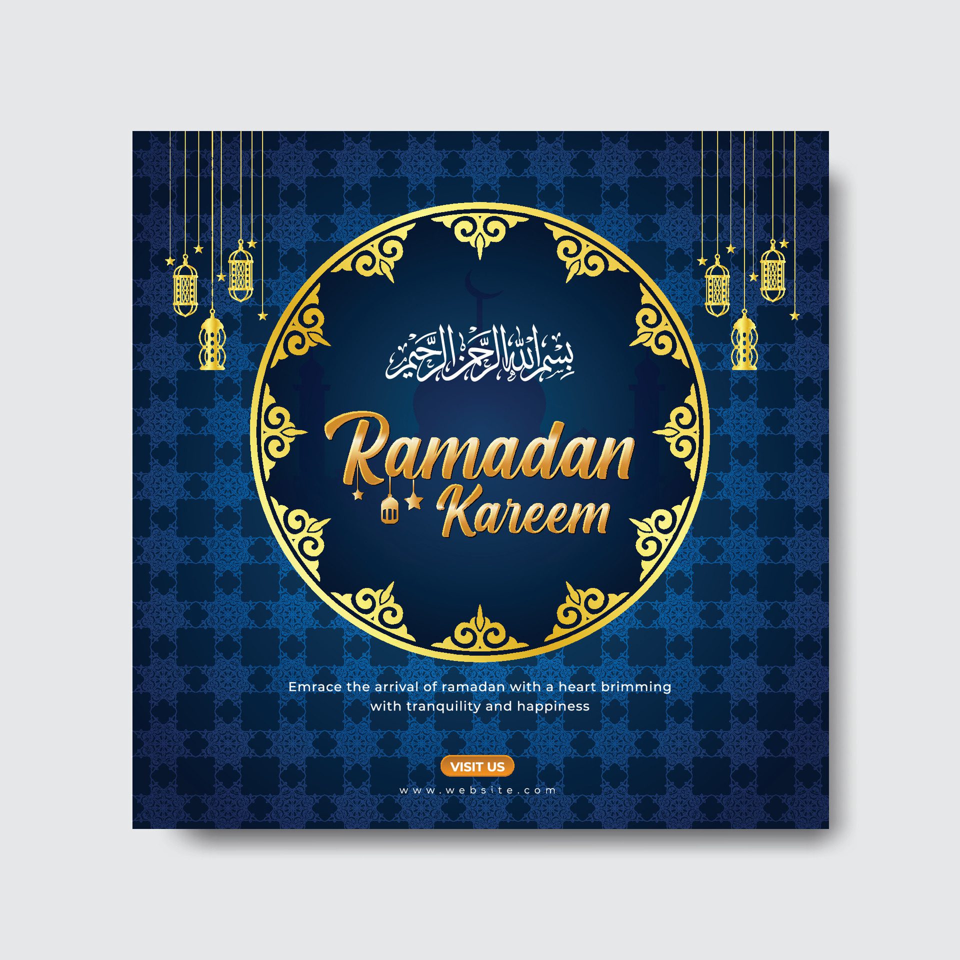 Ramadan Kareem Greetings Social Media Banner Post Design Template Free Vector