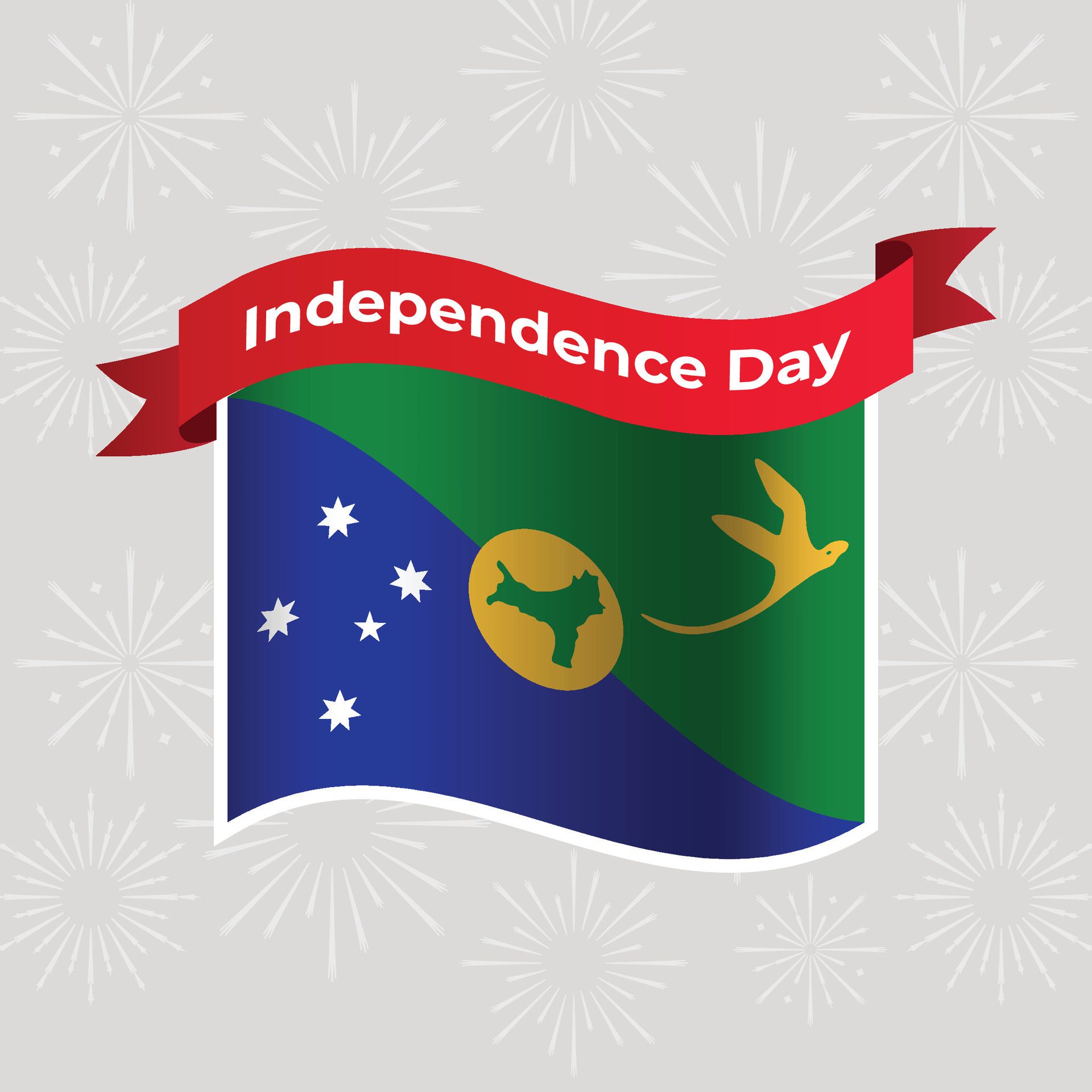 Christmas Island Wavy Flag Independence Day Banner Background Free Vector