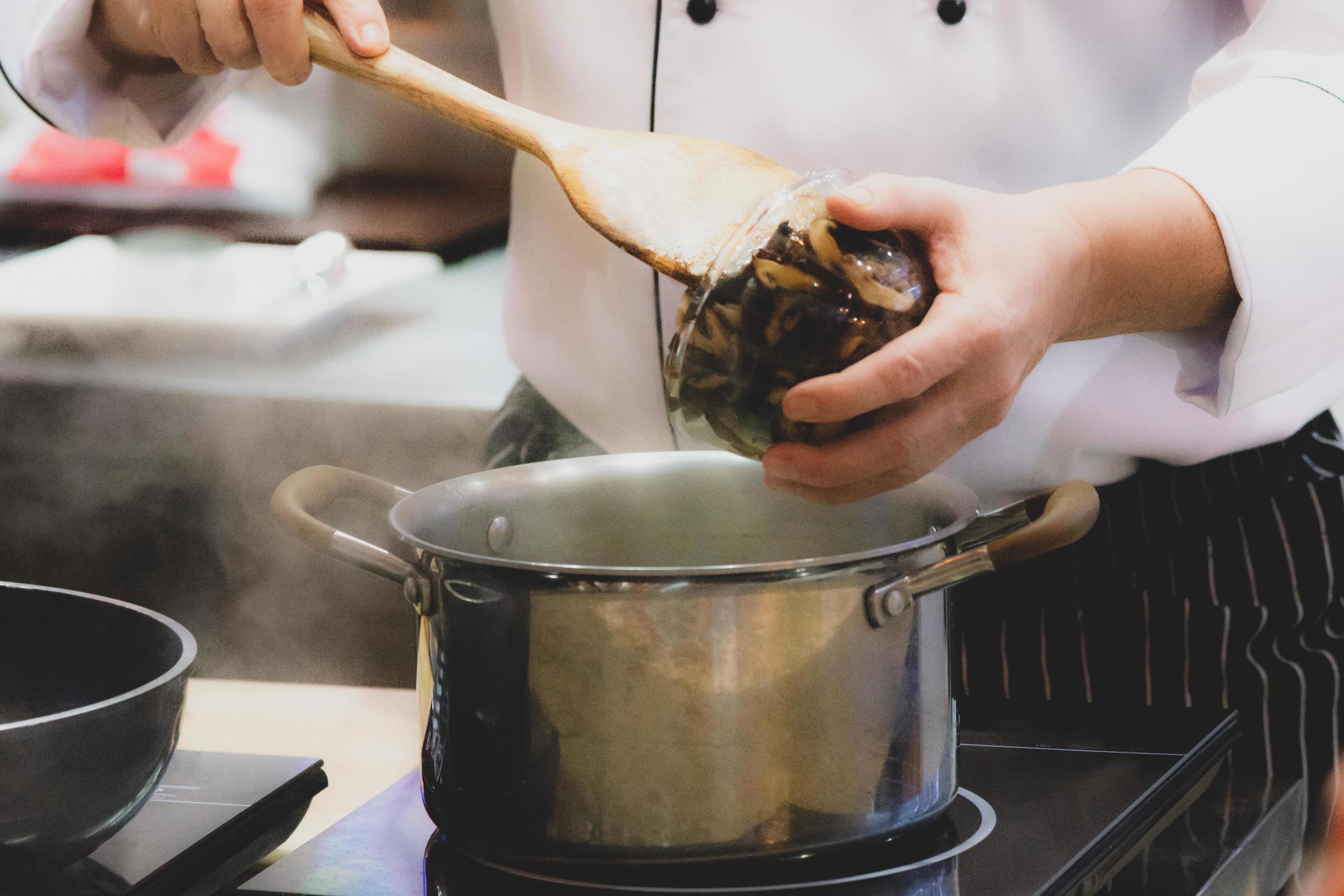 Chef preparing food, meal, in the kitchen, chef cooking Stock Free