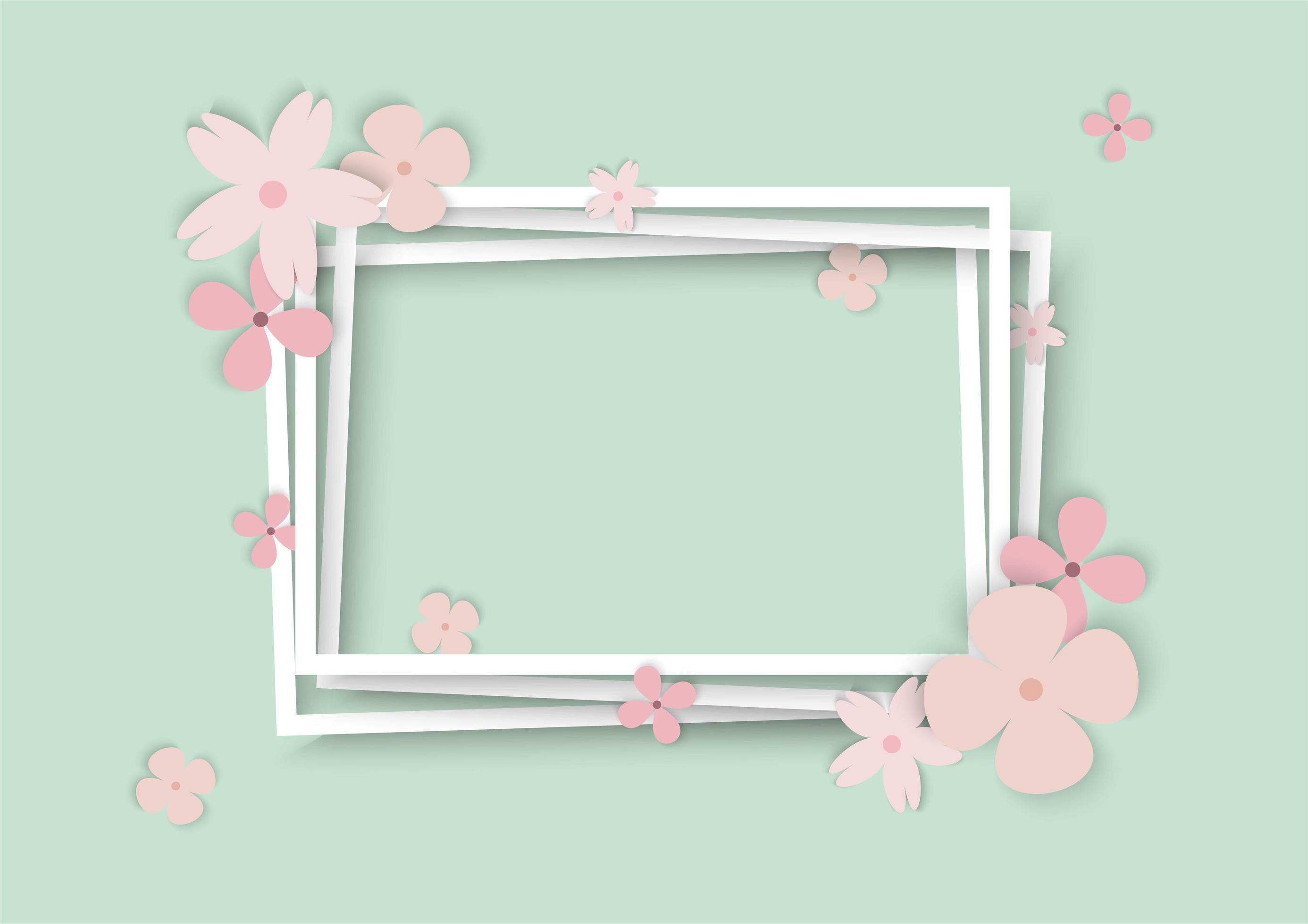 Pastel Flowers White Frame Outline Stock Free