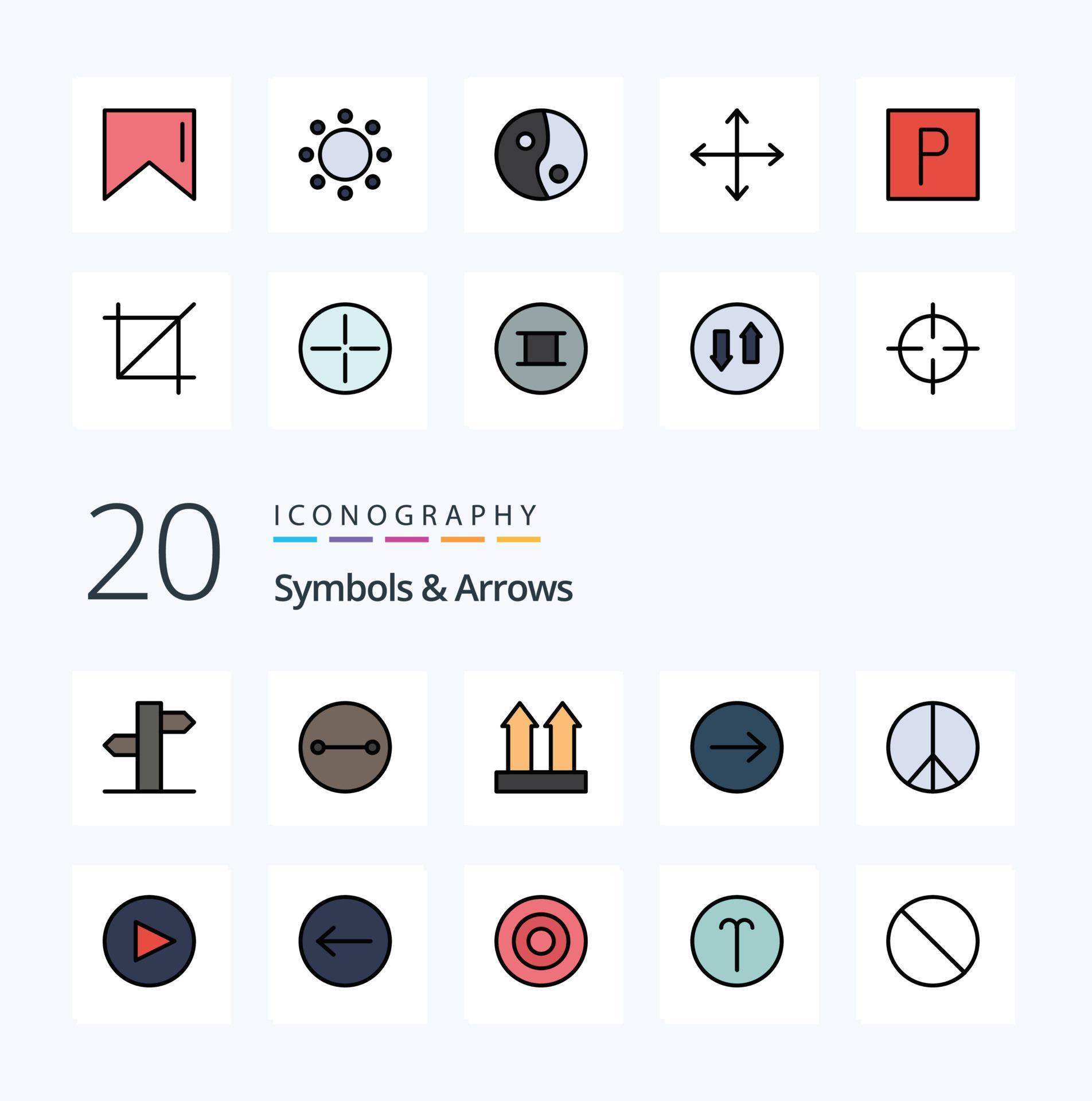 20 Symbols Arrows Line Filled Color icon Pack like parking opposites symbolism navigation arrows Stock Free