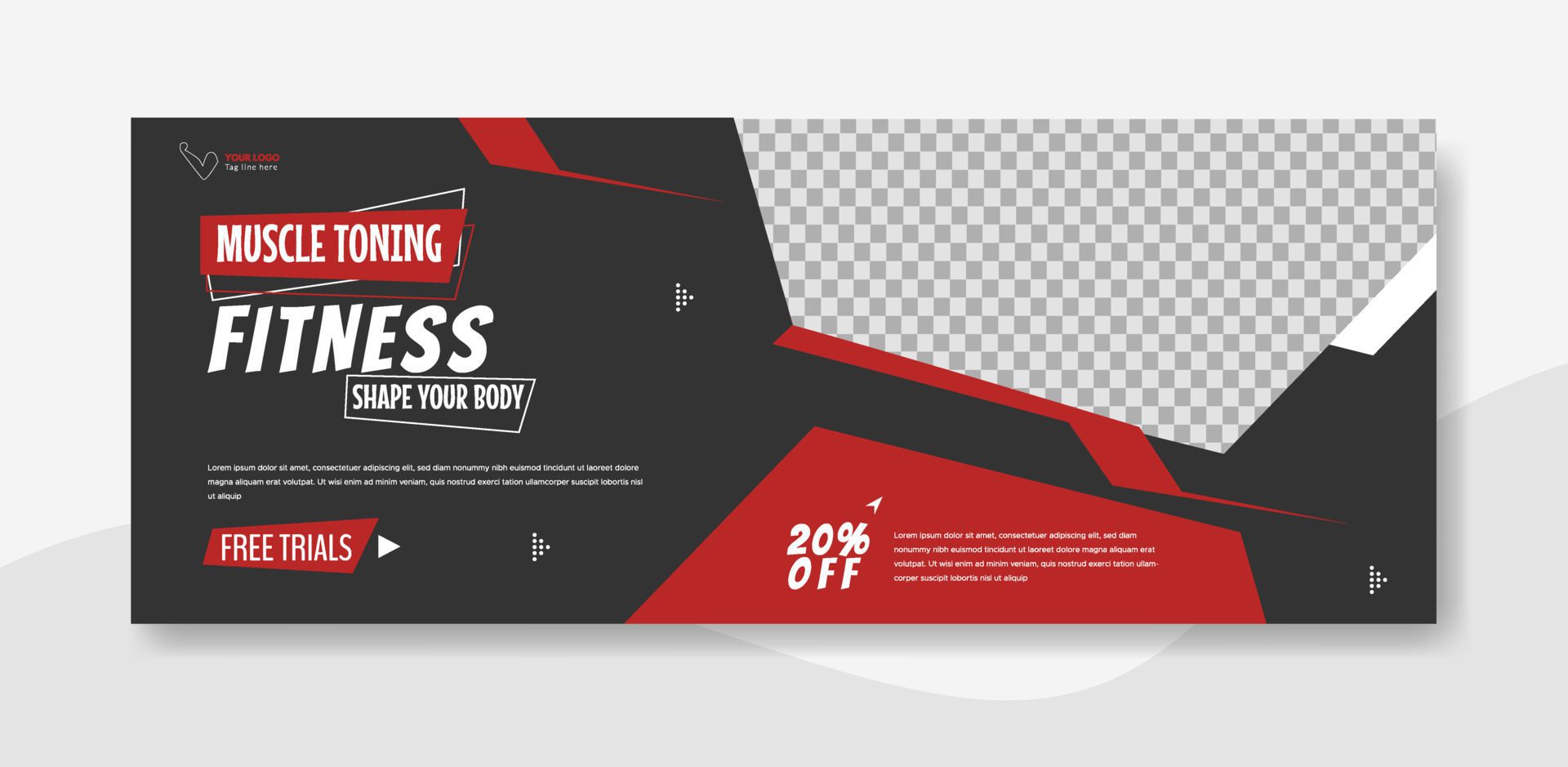 fitness web banner template design illustration Free Vector