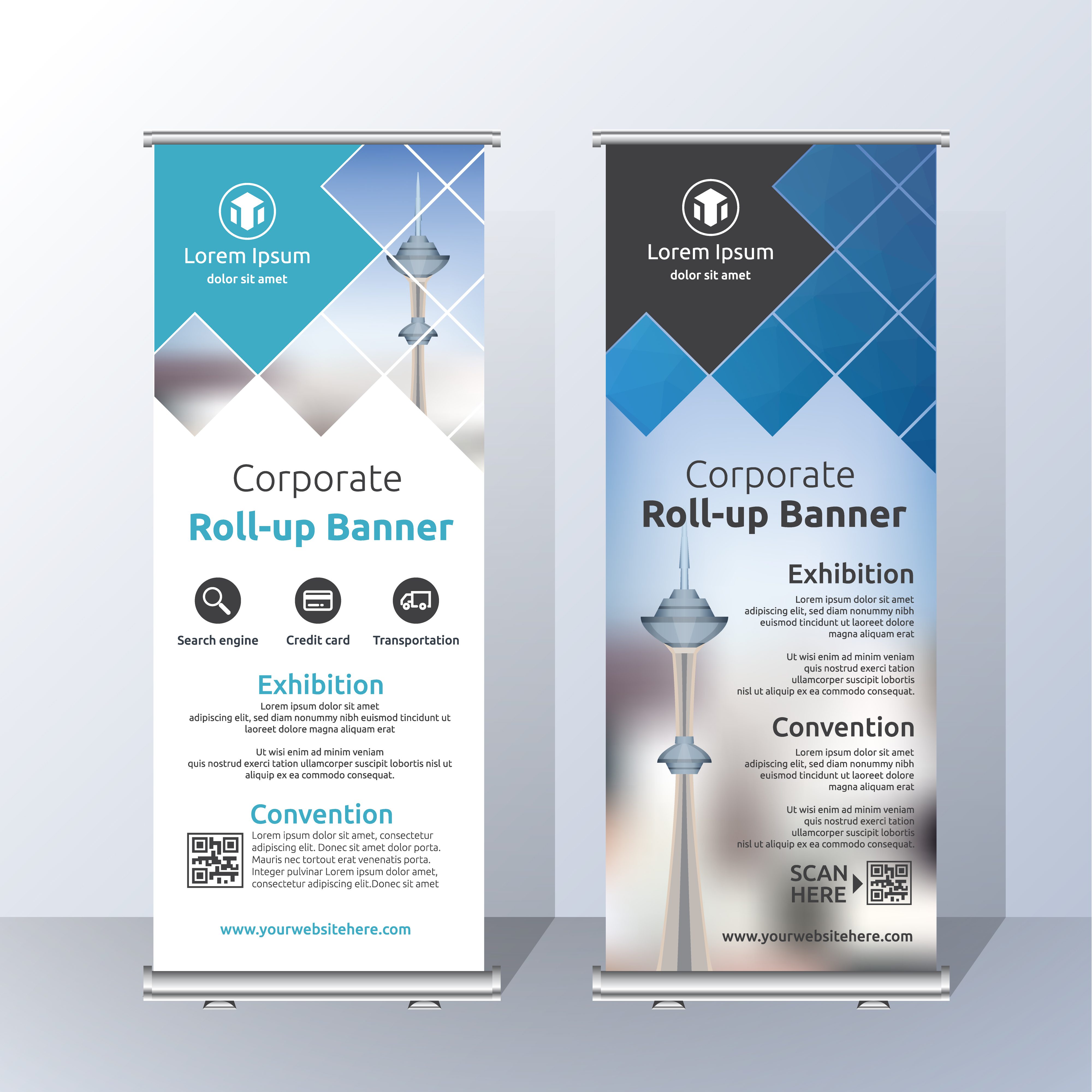 Vertical Roll Up Banner Template Design for Announce and Adverti Free Vector