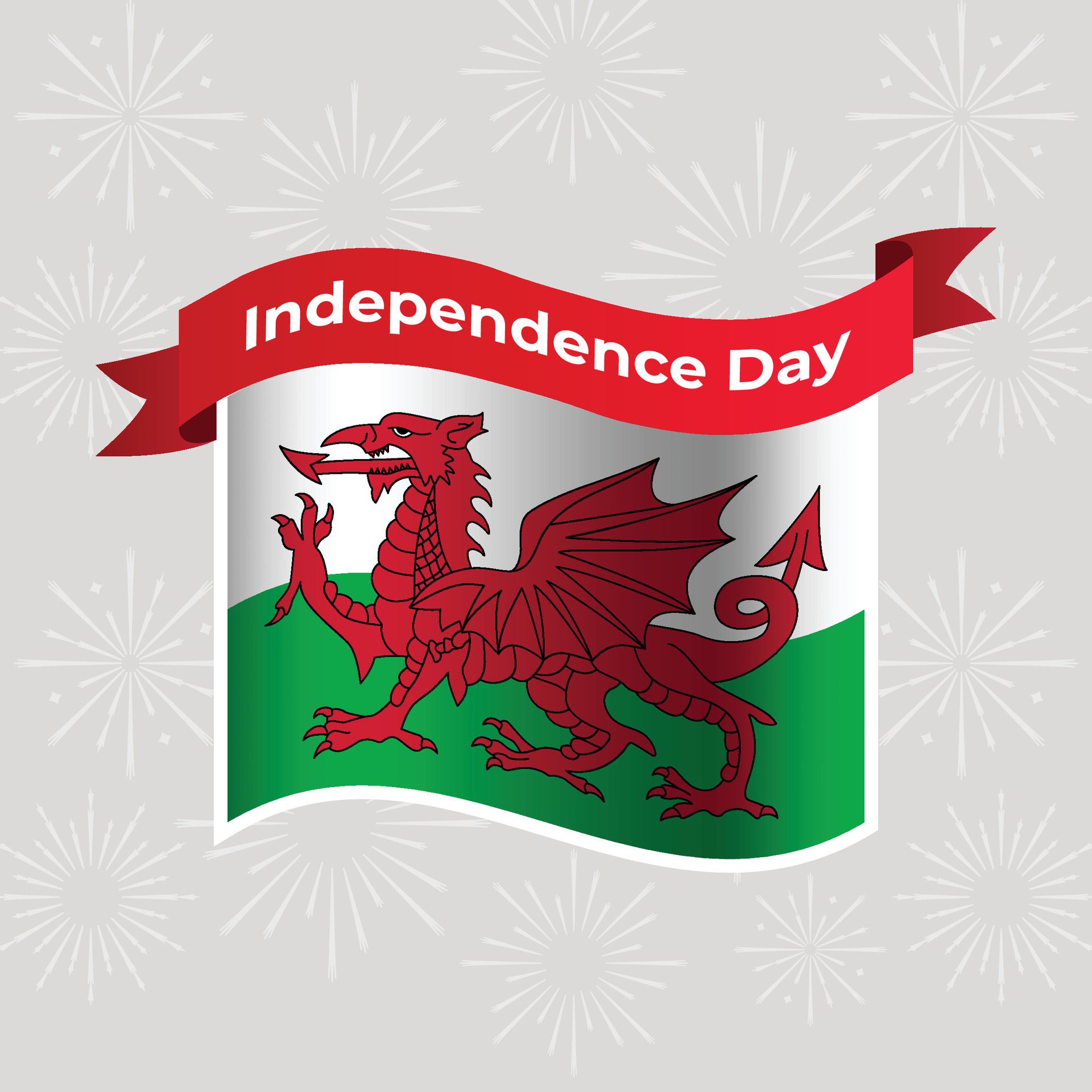 Wales Wavy Flag Independence Day Banner Background Free Vector