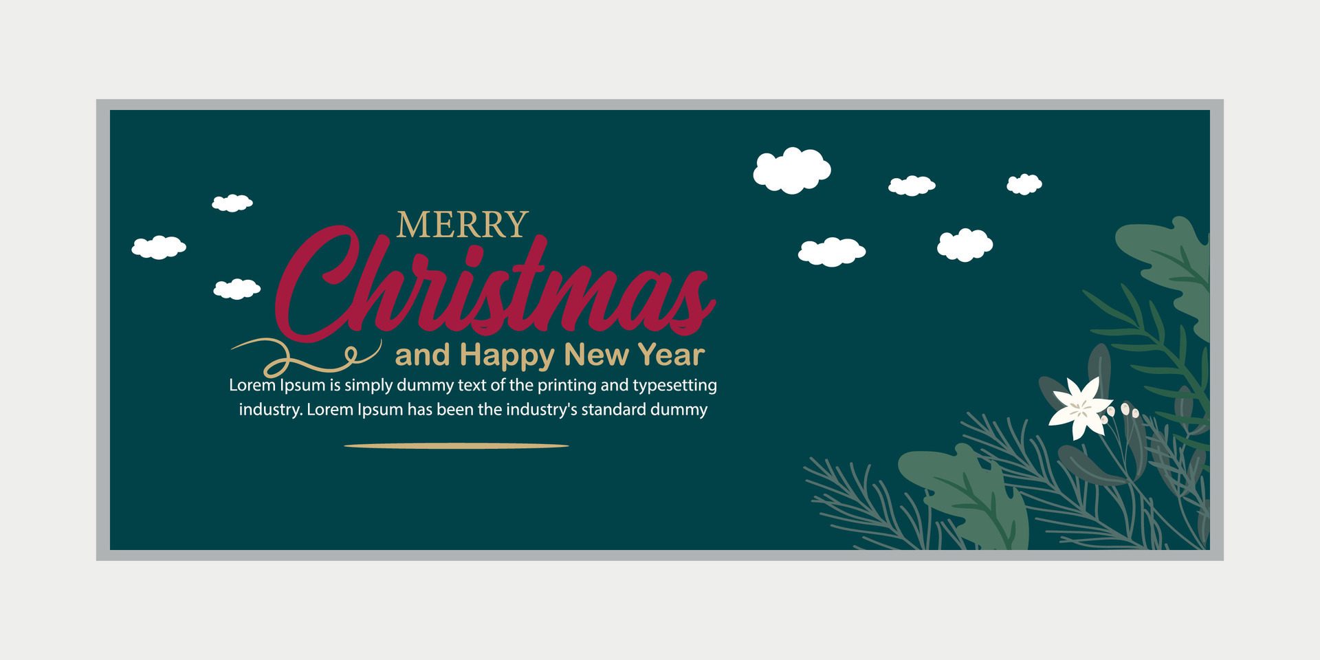 merry christmas banner set and happy new year banner, social media cover and web banner,Merry Christmas design for greeting card, Free Vector