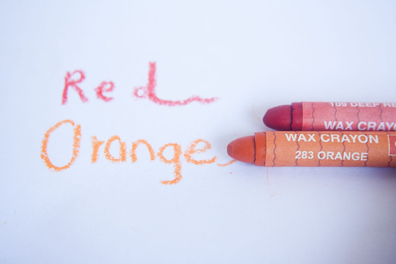 Red Orange Crayon Stock Free