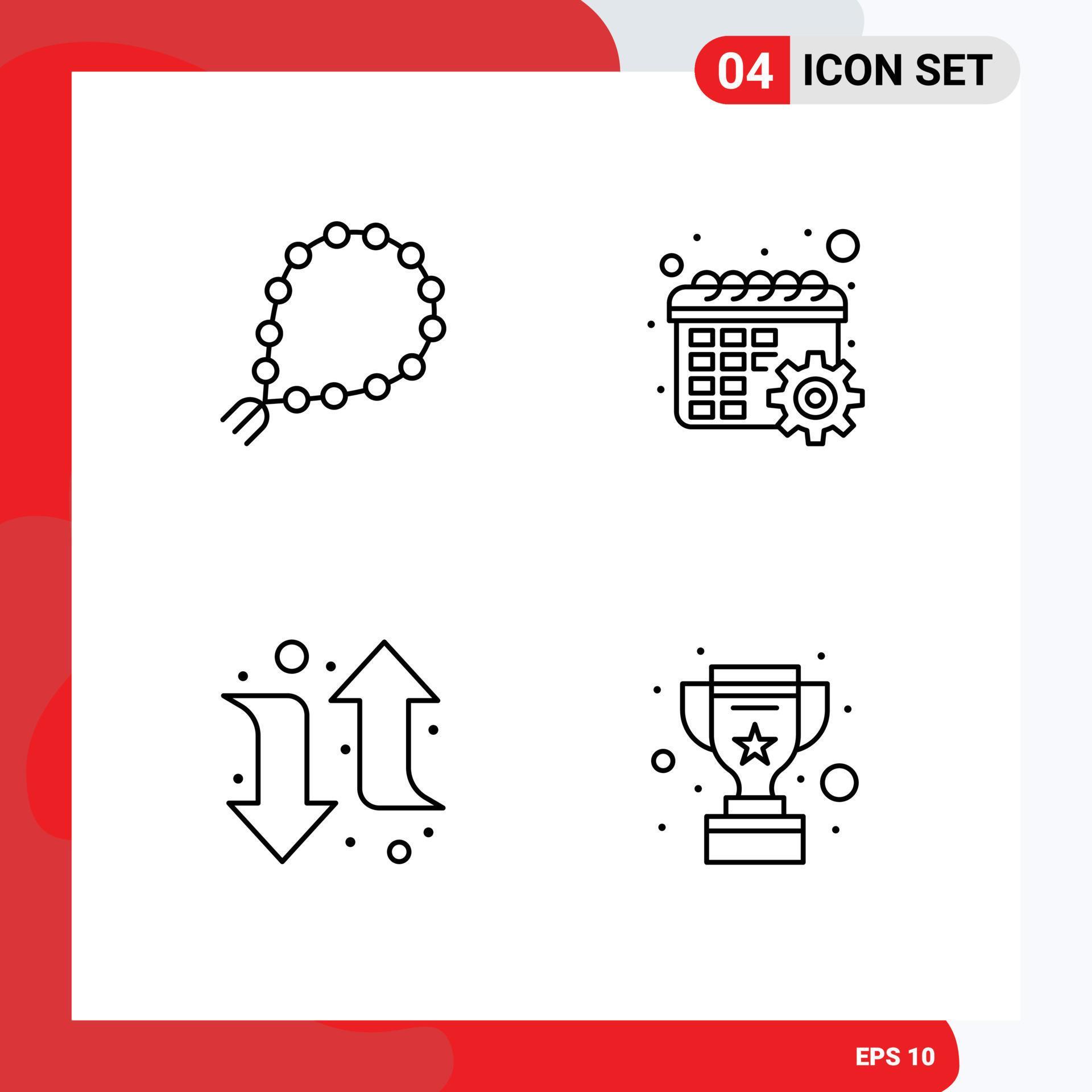 Universal Icon Symbols Group of 4 Modern Filledline Flat Colors of misbaha arrow islam gear right Editable Vector Design Elements Stock Free