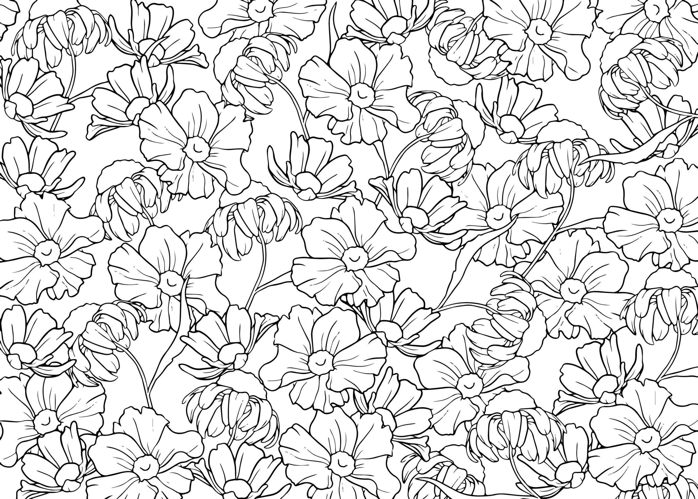 Hand drawn outline flowers Stock Free