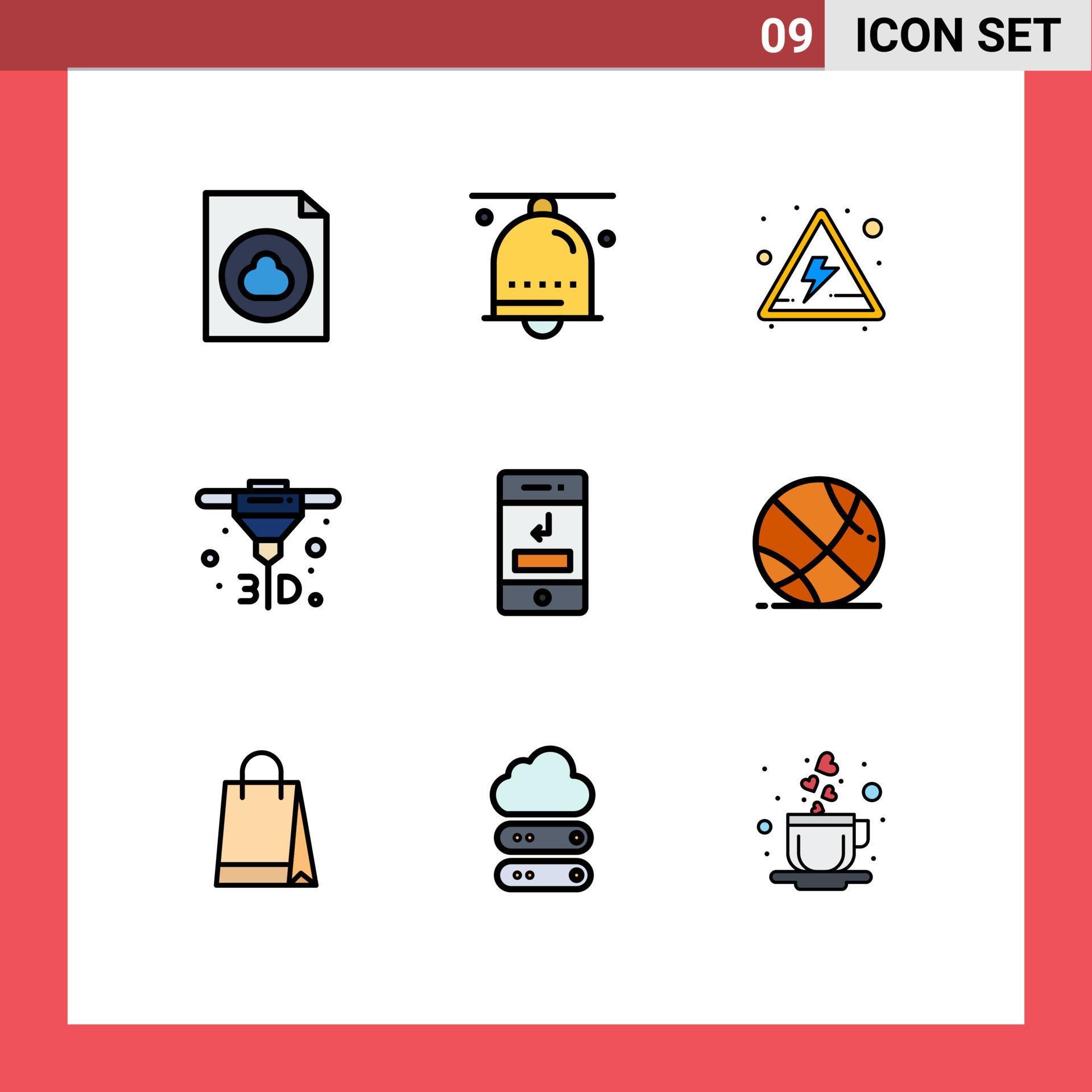 Universal Icon Symbols Group of 9 Modern Filledline Flat Colors of phone call alert arrows direct Editable Vector Design Elements Stock Free