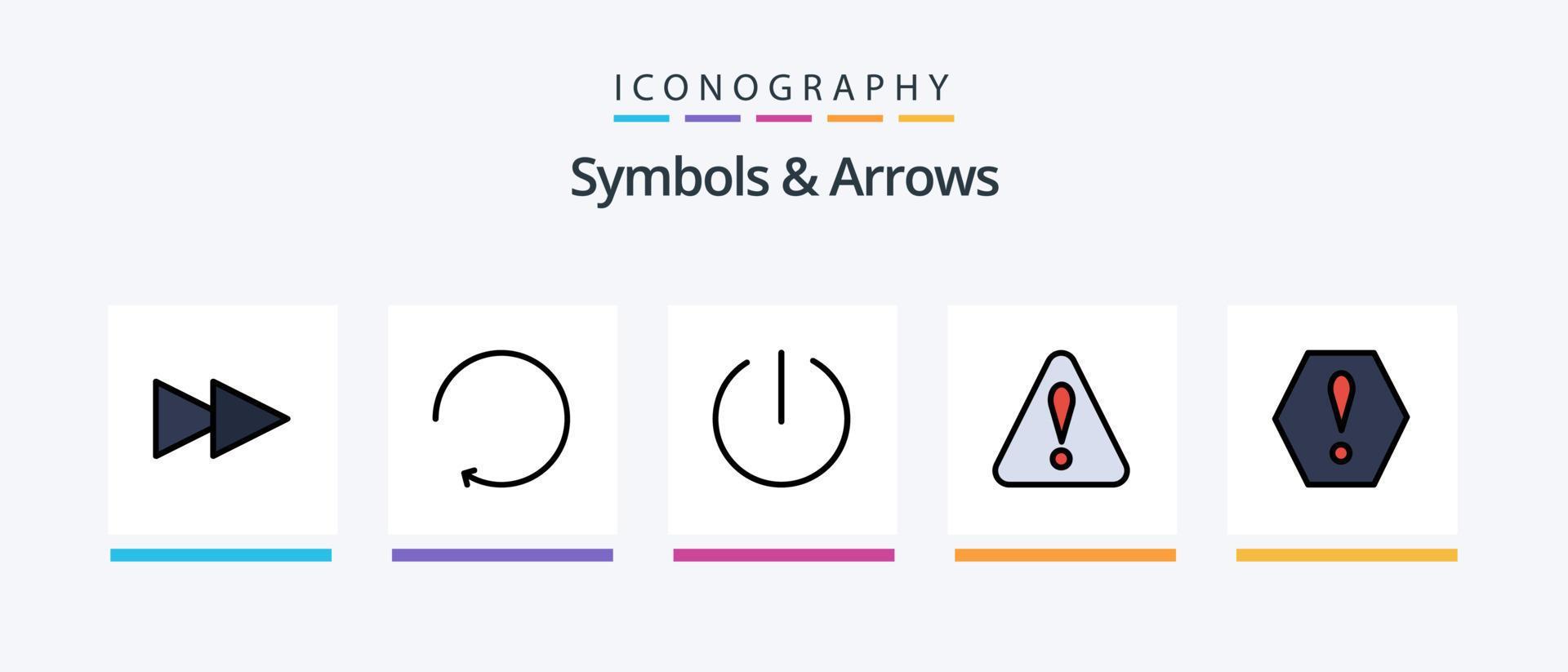 Symbols and Arrows Line Filled 5 Icon Pack Including . check. arrow. Creative Icons Design Stock Free