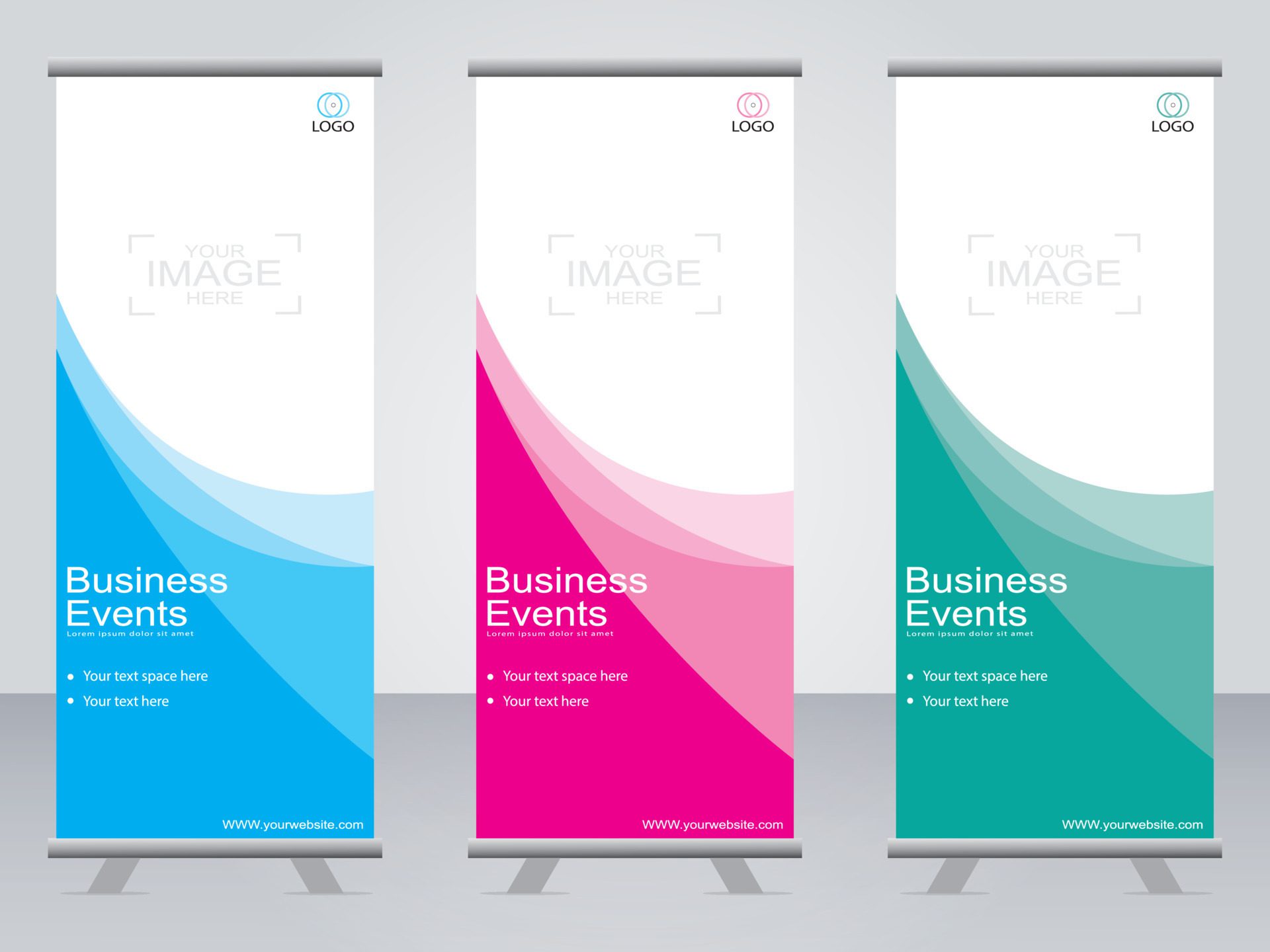 Business banner roll up set standee banner template. Free Vector