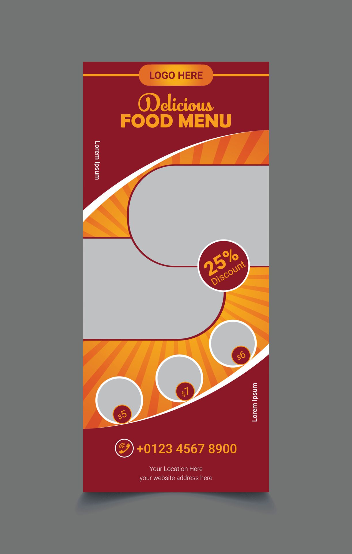 Roll-up food banner template Free Vector